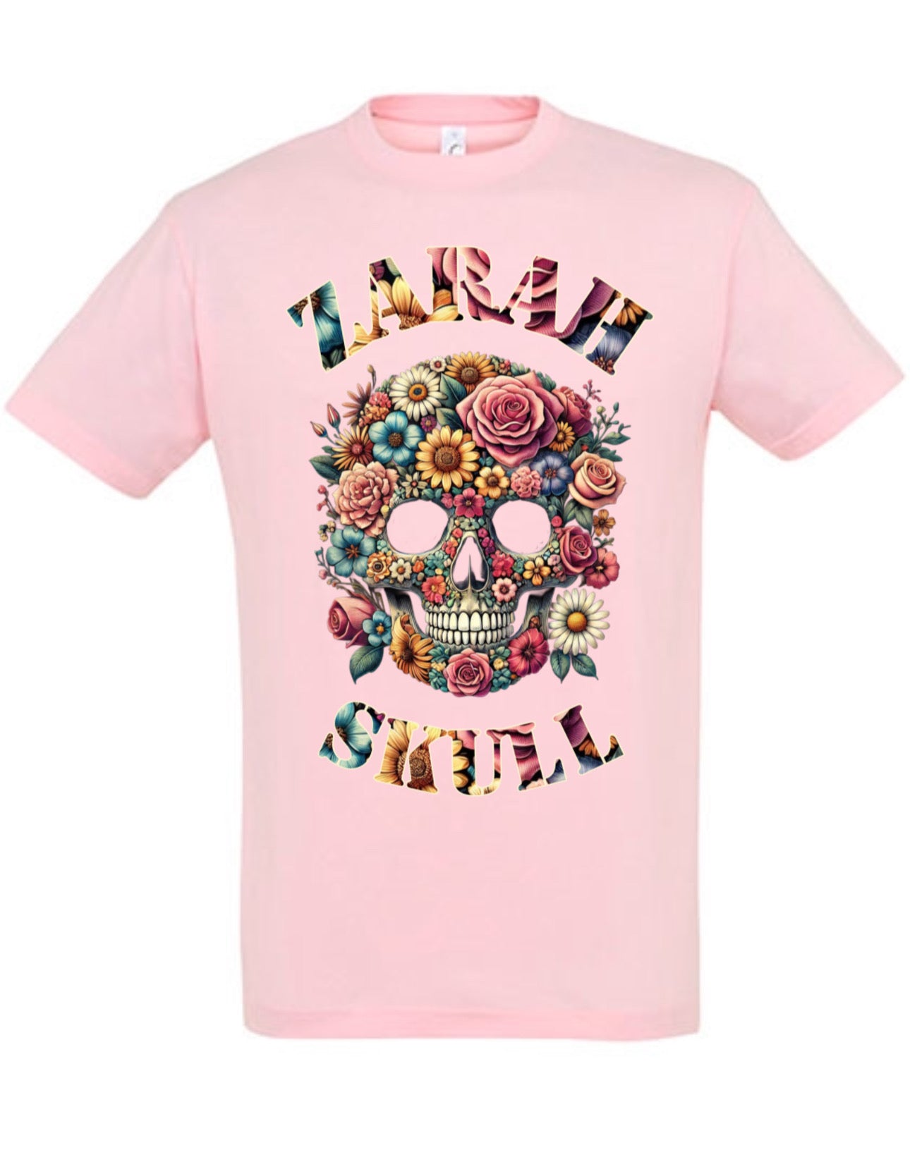 ZarahSkull Shirt rosa "Zarah Skull Flowers"