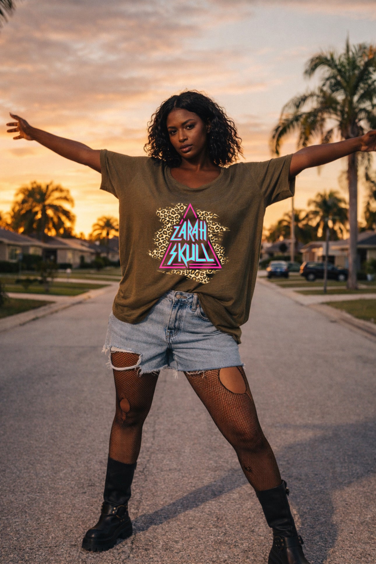 „ZarahSkull" Slub-Tee olive „ZS Triangle"