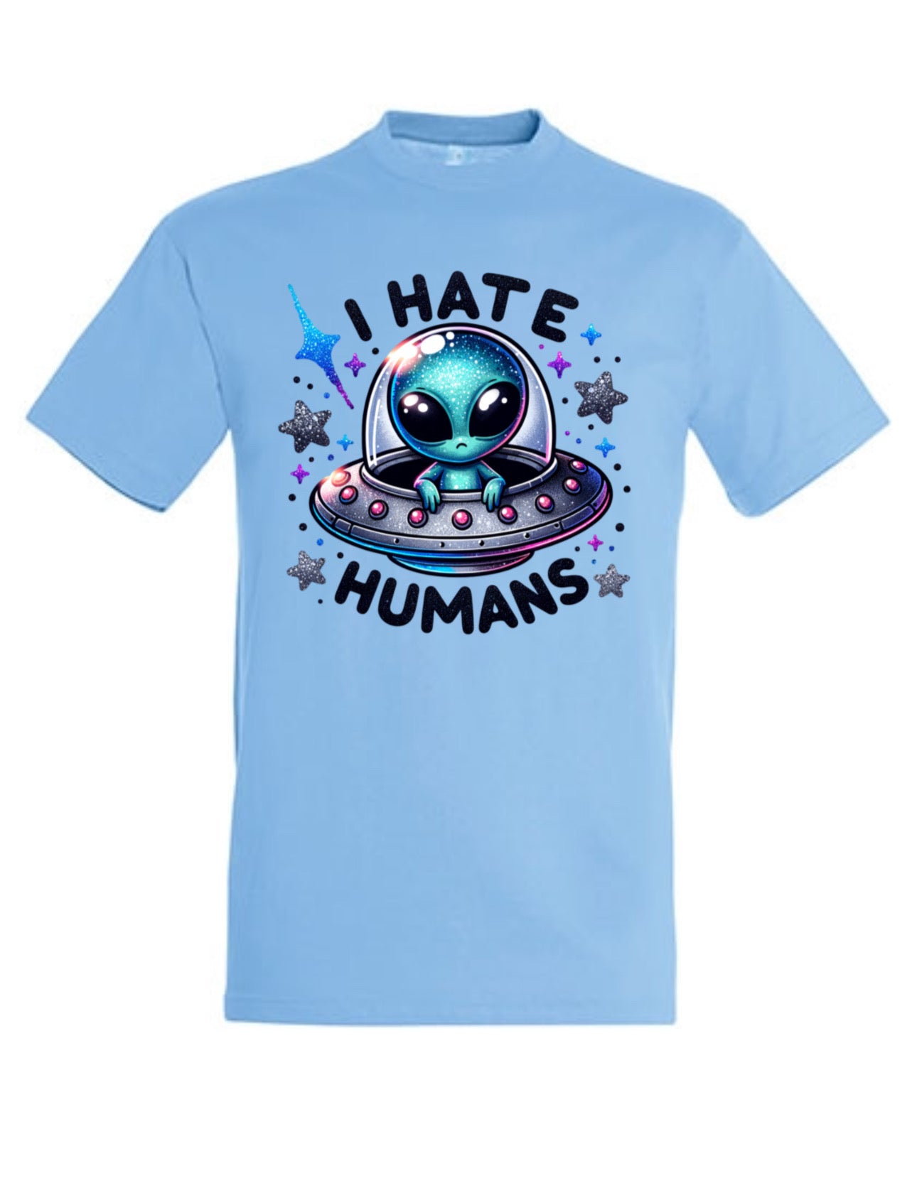 ZarahSkull Shirt sky blue "I hate humans"