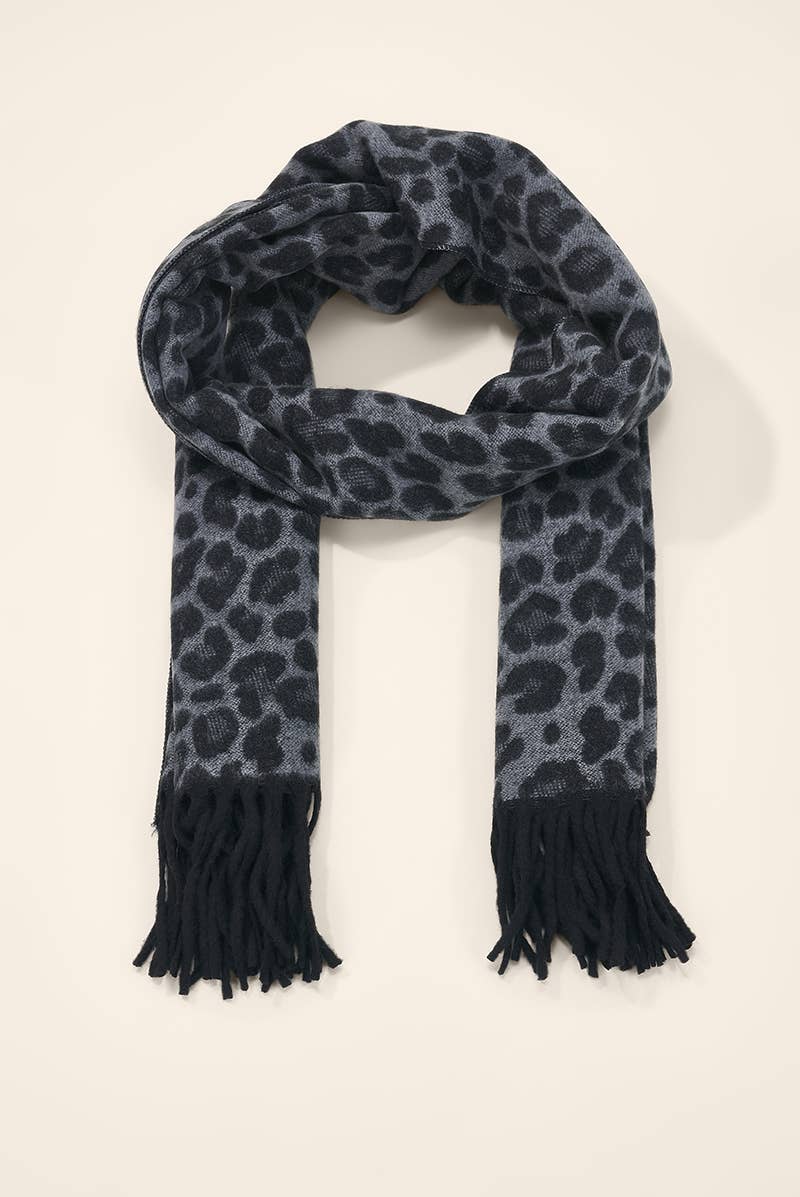 Leopard Love Scarf dark grey