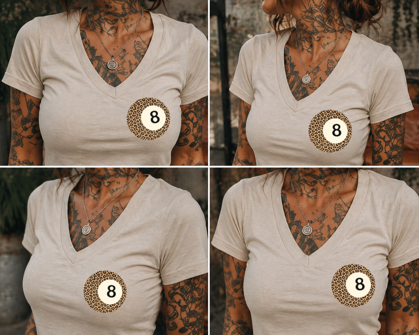 ZarahSKull V-Shirt creme "8 Ball Leo"