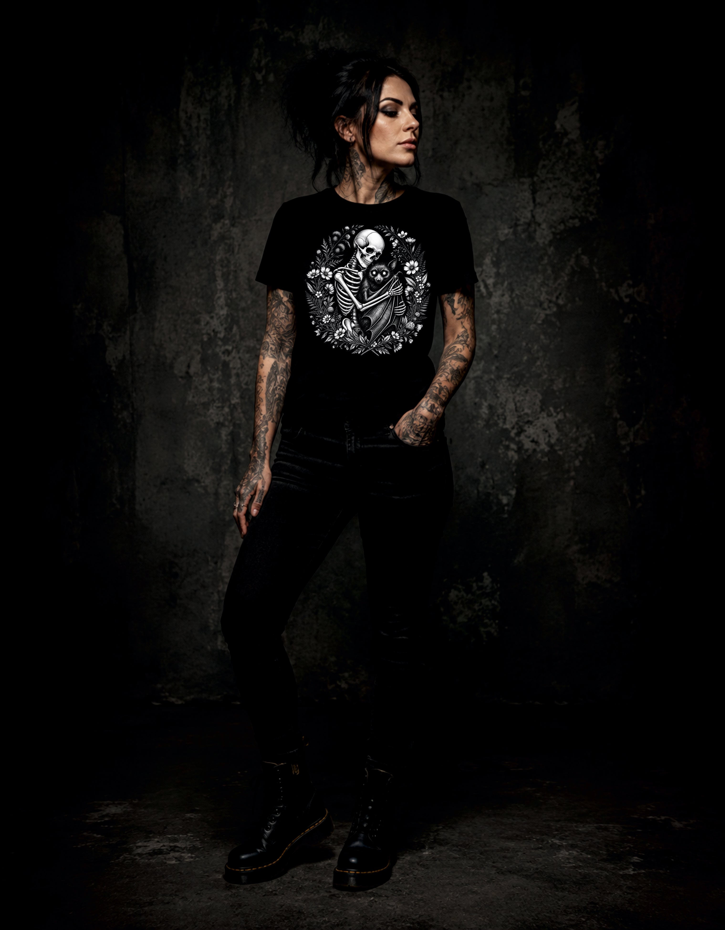 ZarahSkull Shirt black "Skull BAT"