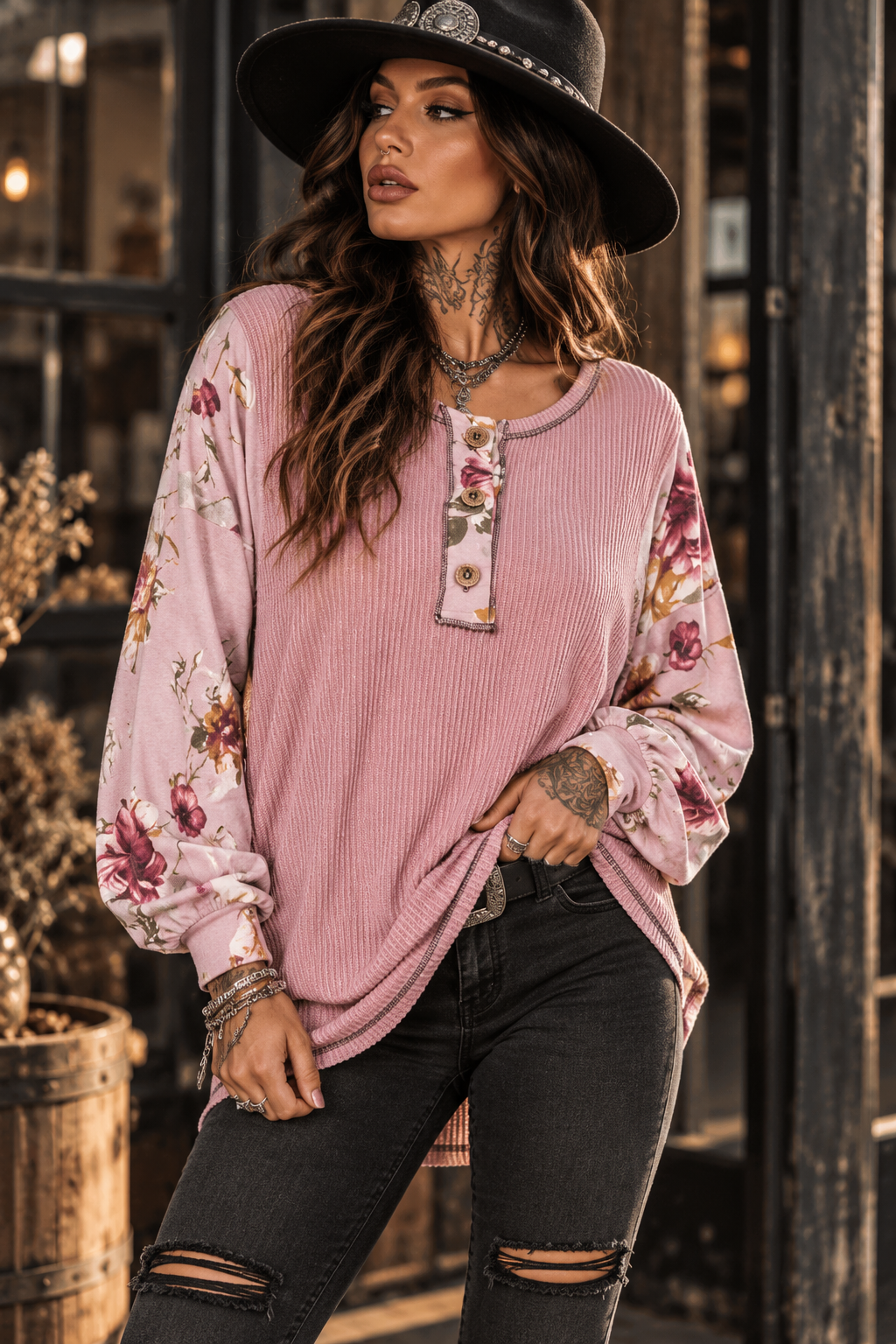 WILD BLOOM – Floral Ribbed Longsleeve