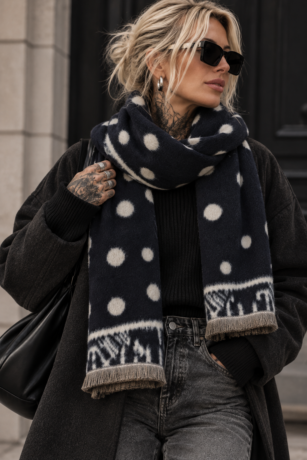 Wild Dots Schal grey