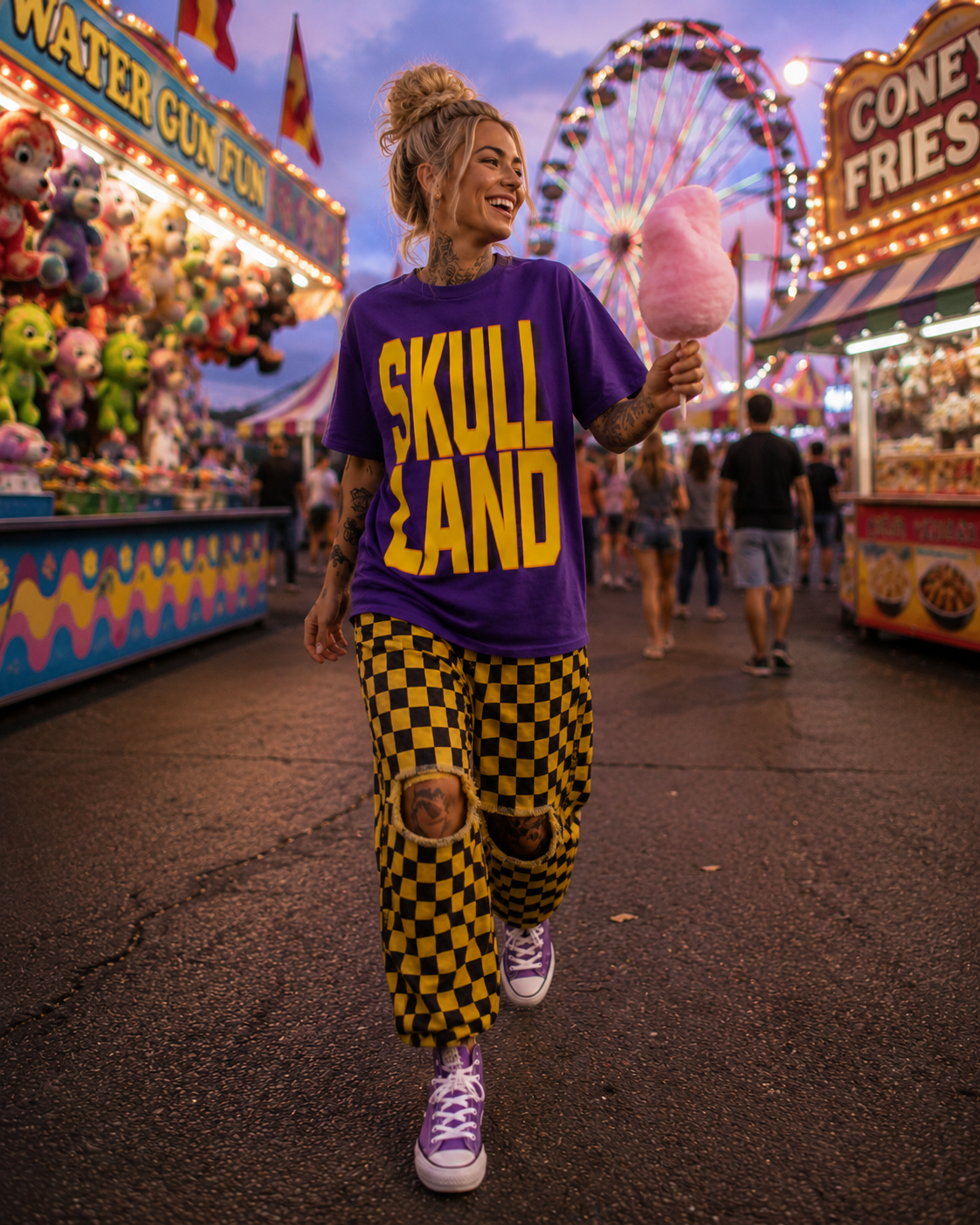 ZarahSkull light Oversize purple "SKULLLAND"