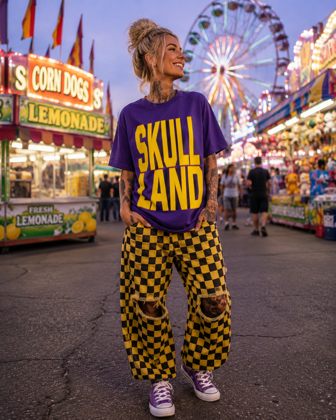 ZarahSkull light Oversize purple "SKULLLAND"