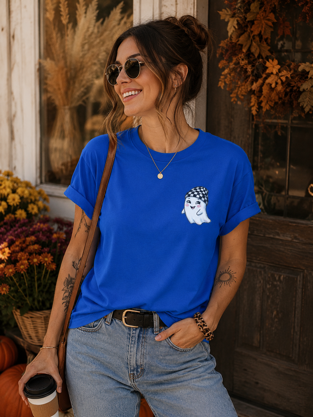 „ZarahSkull" Slub-Tee royal blau "Ghosty"