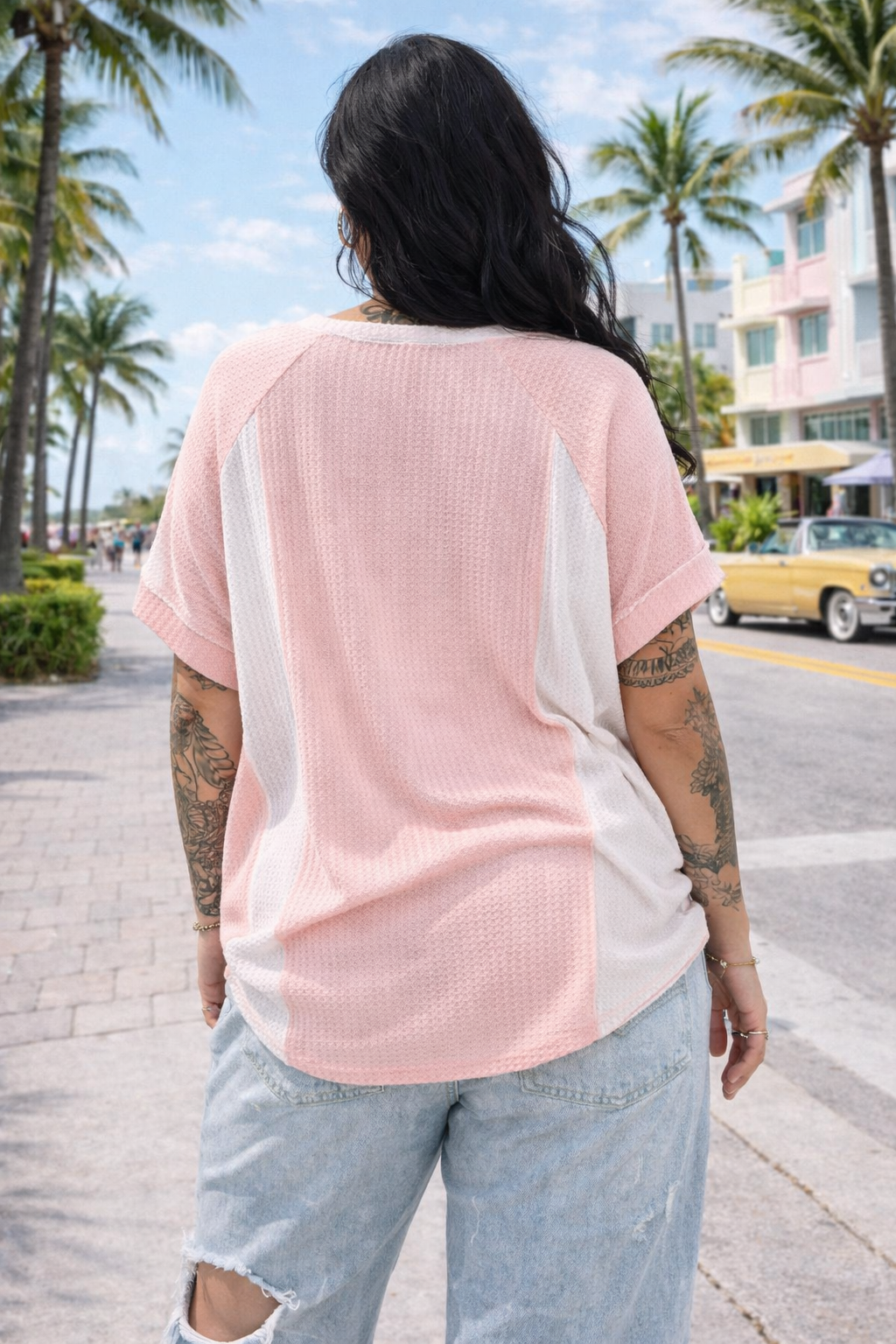 Zarah Skull Plus Size Shirt rosa Waffel