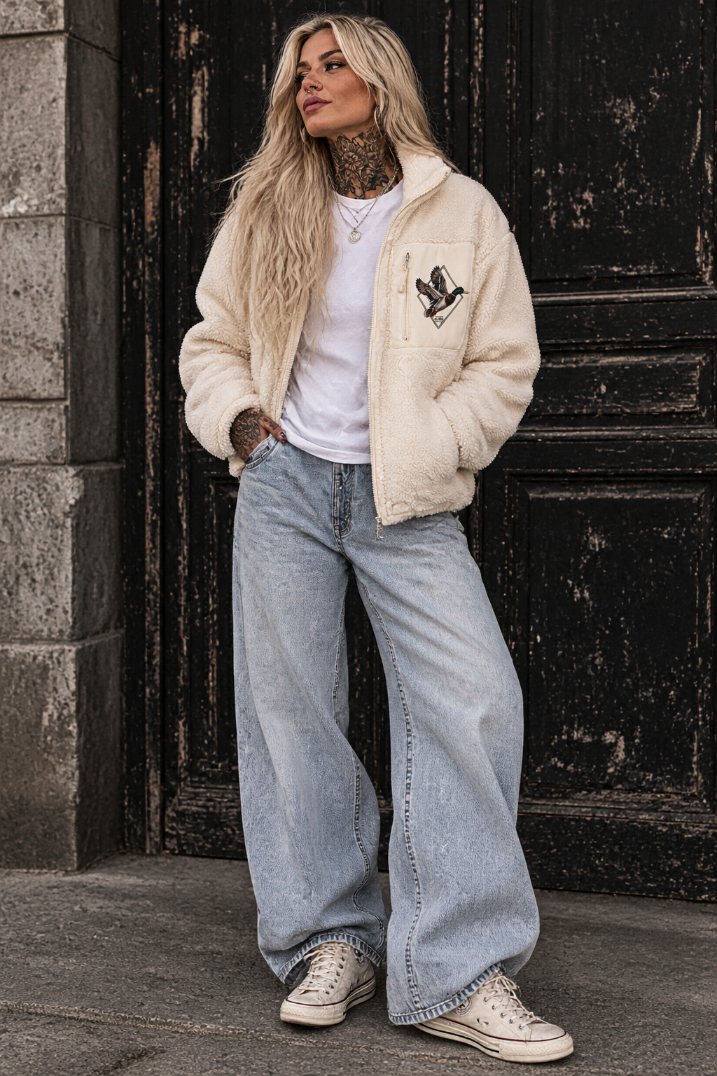 Sherpa Jacke white sand
