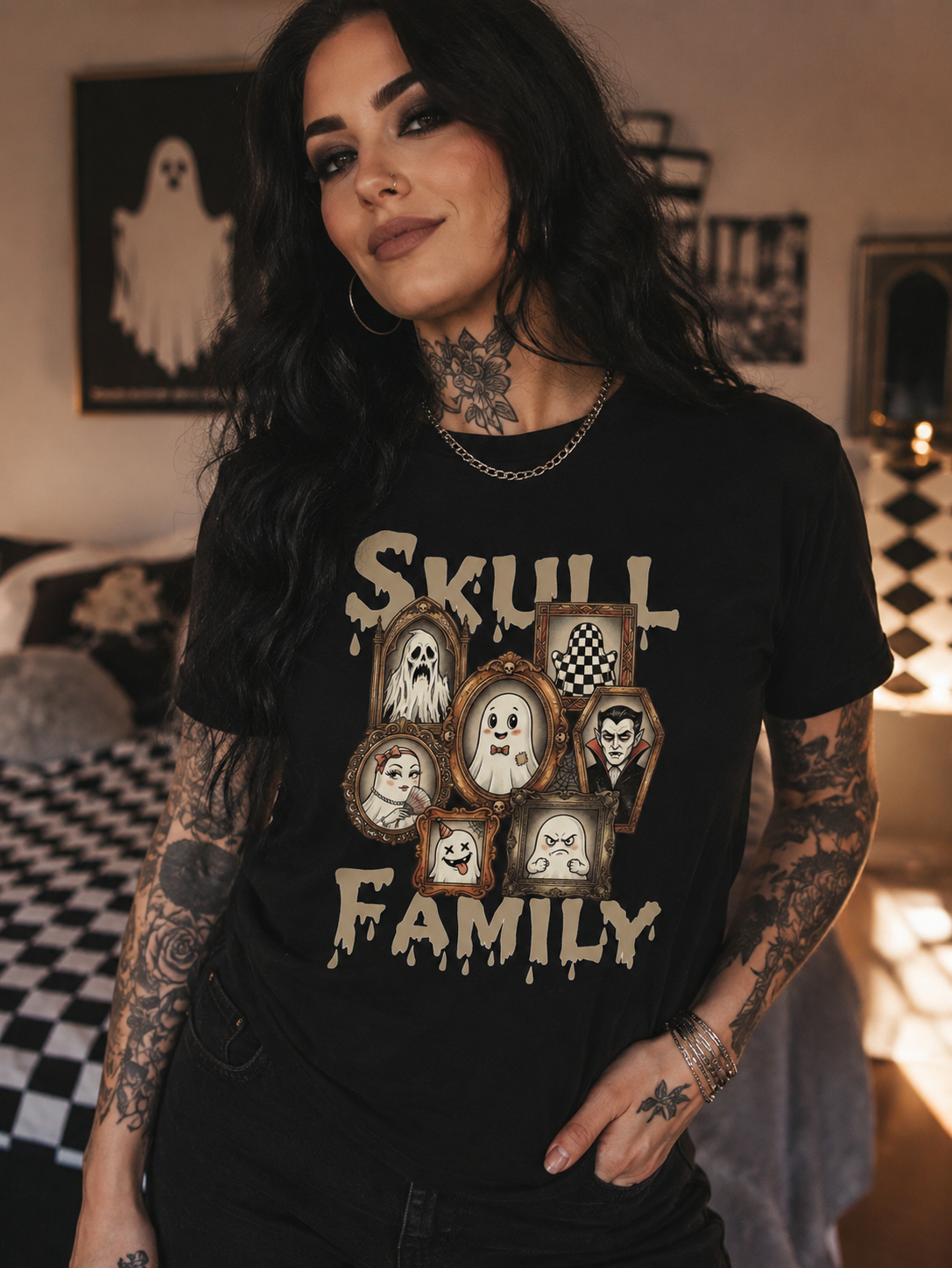 ZarahSkull Shirt black "Skull Family"