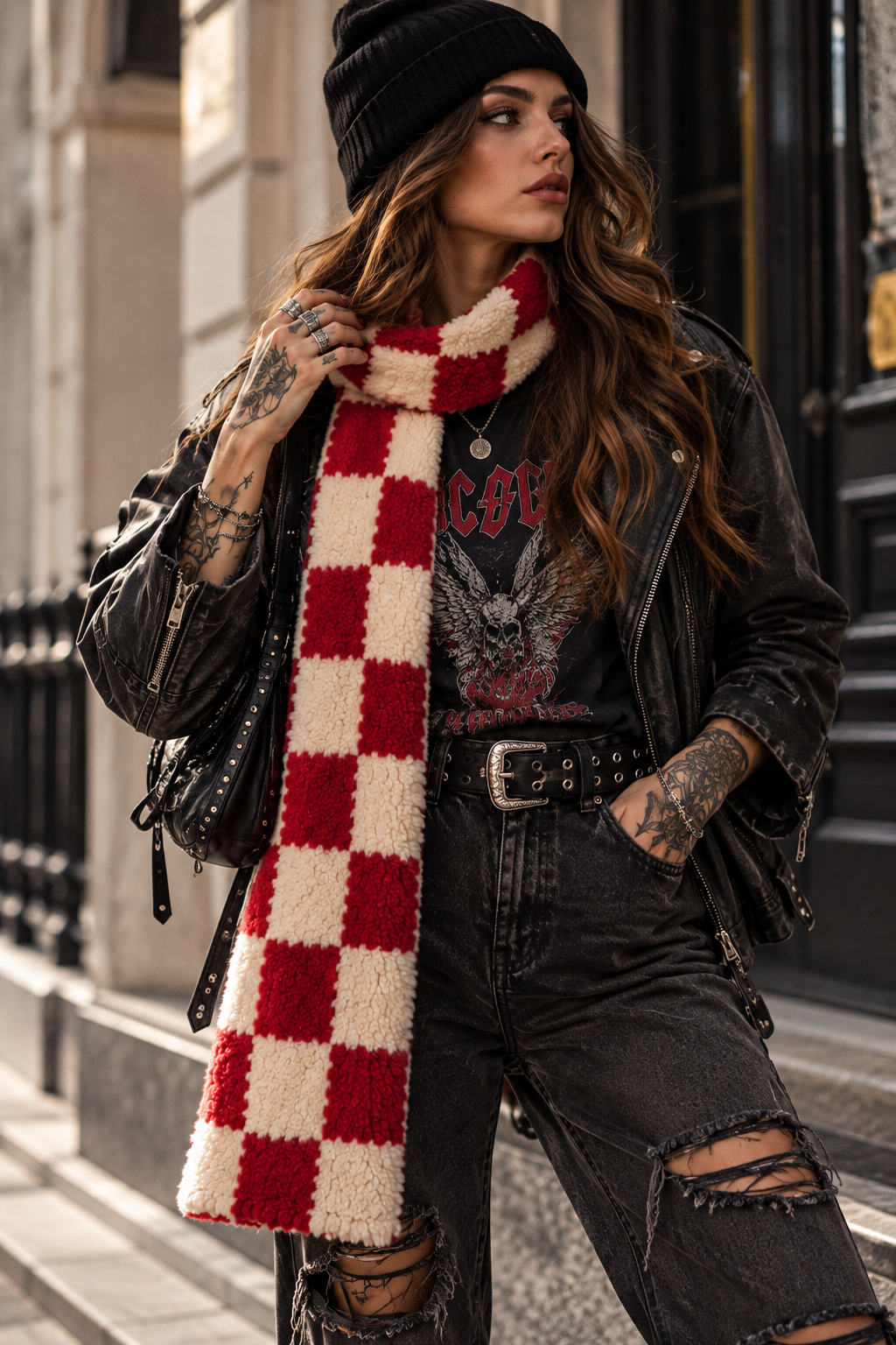 WILD CHECK – Red Edition | Fluffy Scarf