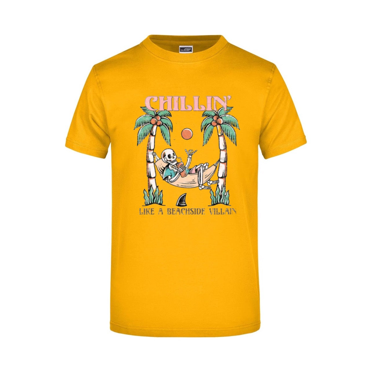 ZarahSkull Shirt golden yellow "chillin like a beachside villain“