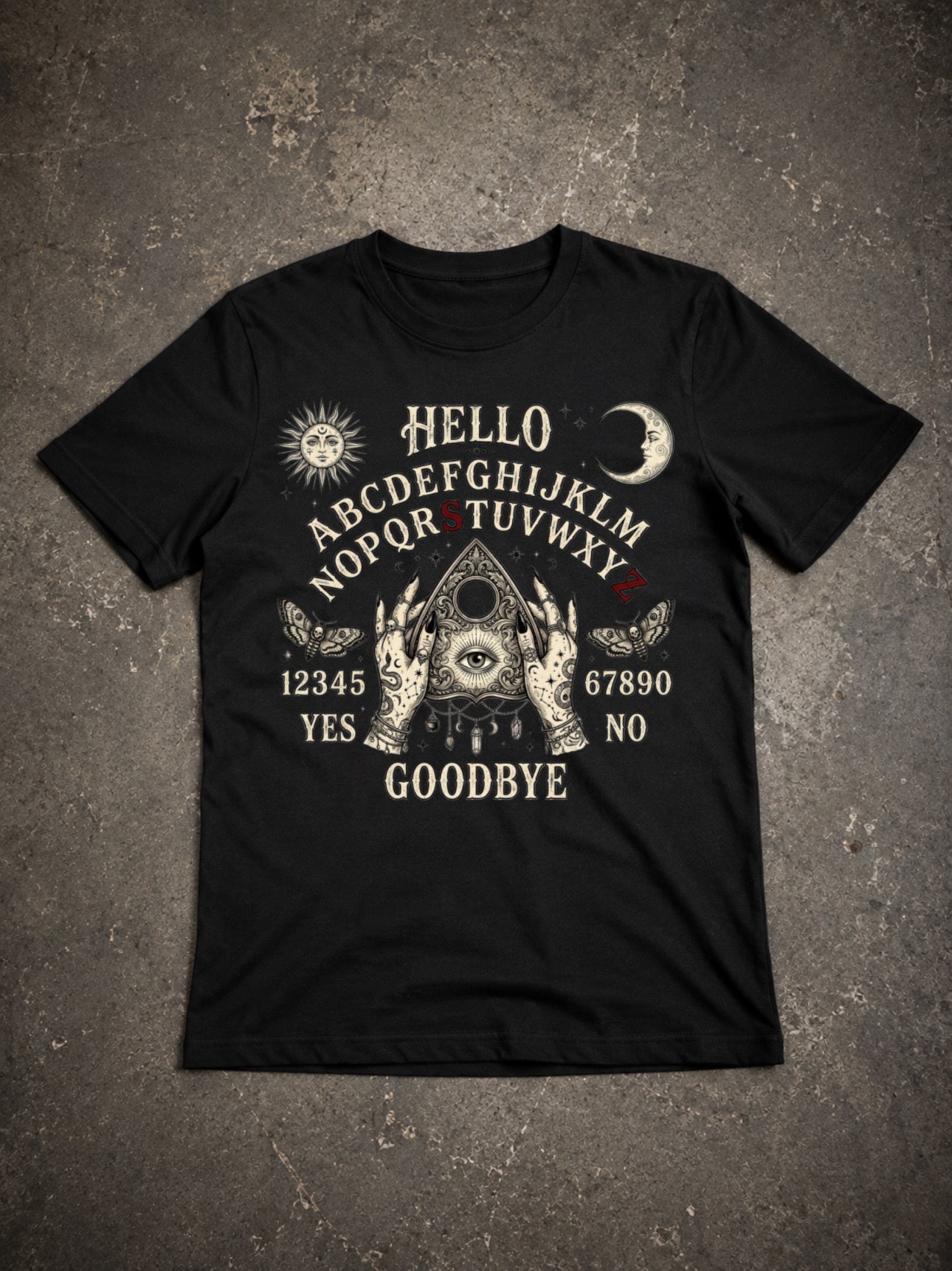 ZarahSkull Shirt black "Ouija Board“