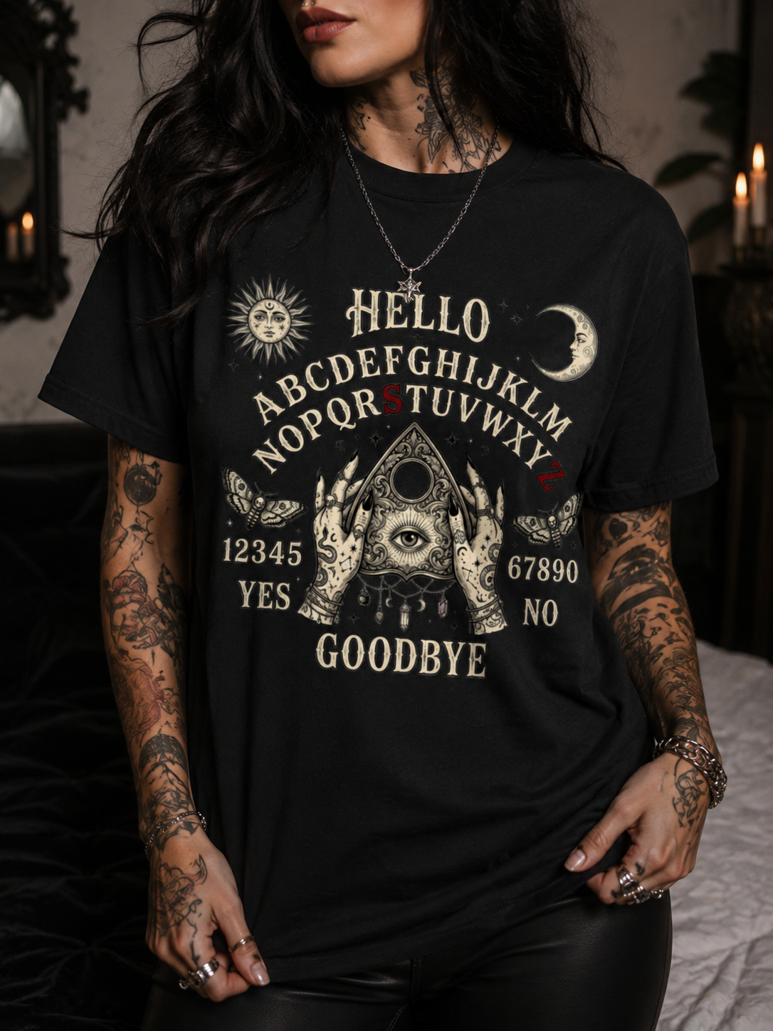 ZarahSkull Shirt black "Ouija Board“
