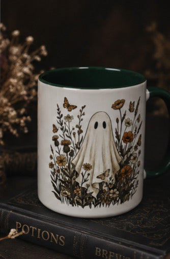 „ZarahSkull" Big mug Green „Ghost wildflowers