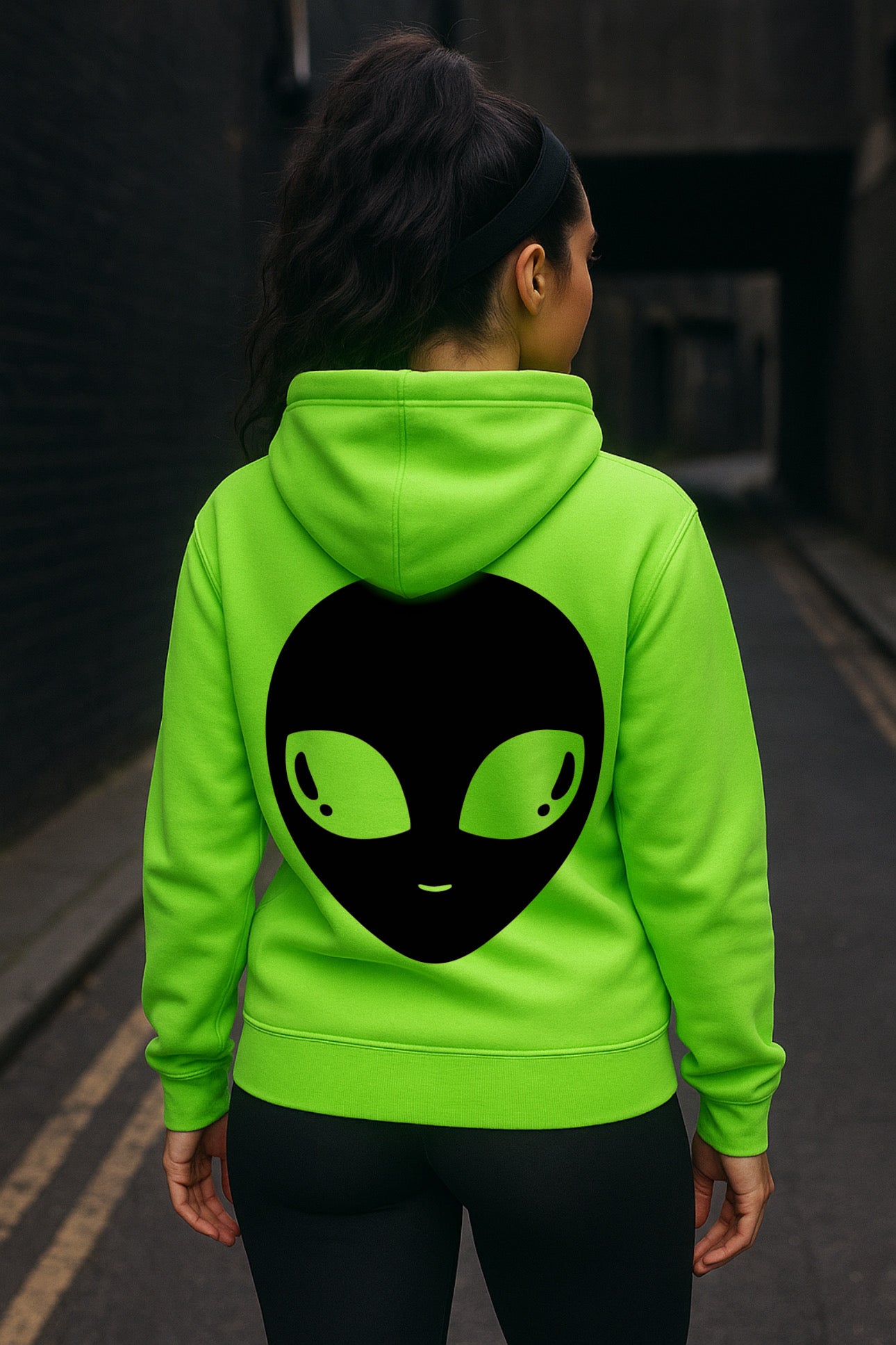 „ZarahSkull" Hoodie neon grün "Alien"