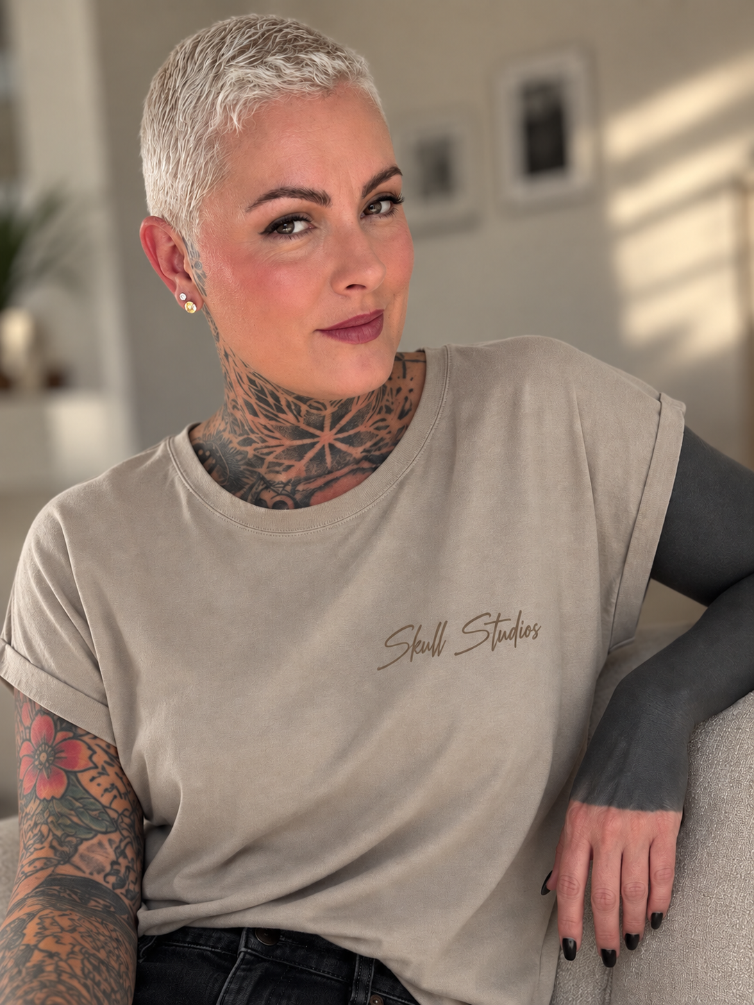 „SkullStudios" Slub-Tee Pale olive