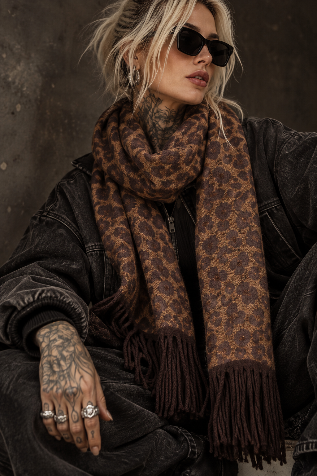Leopard Love Scarf Brown