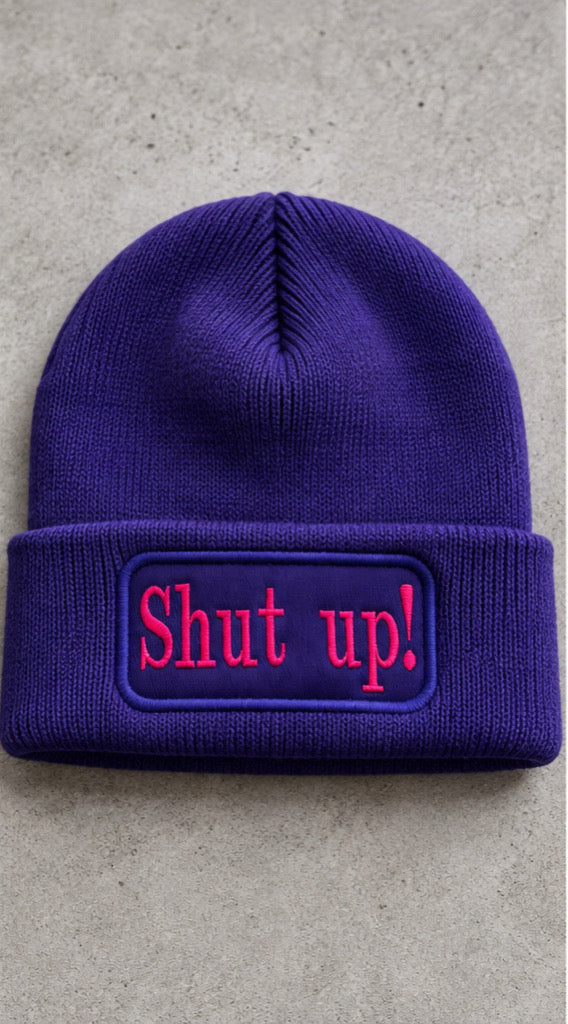 Beanie purple „shutup“