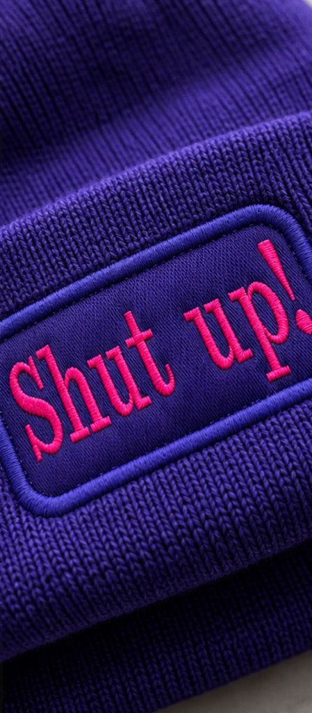 Beanie purple „shutup“