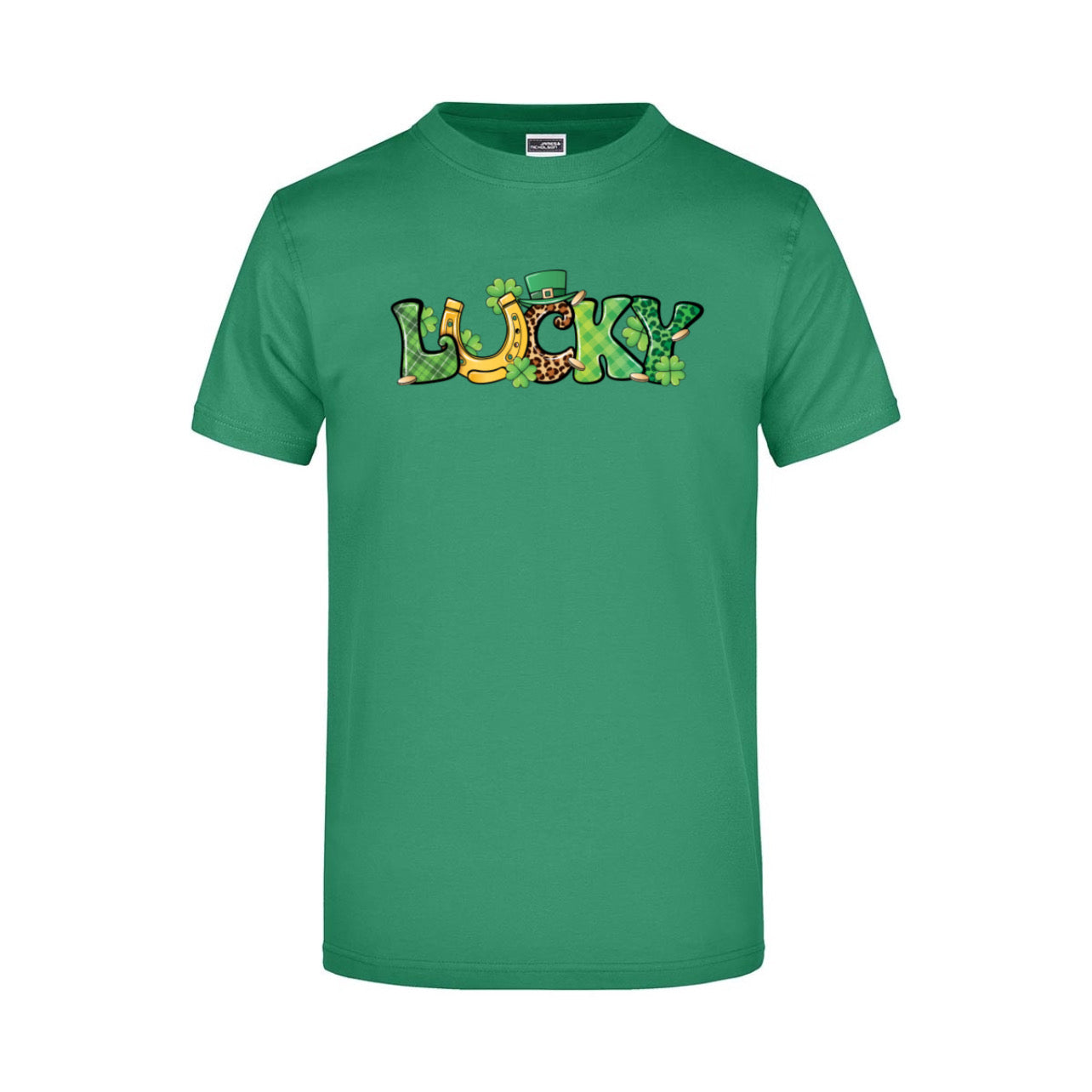 ZarahSkull Shirt Irish green "LUCKY“