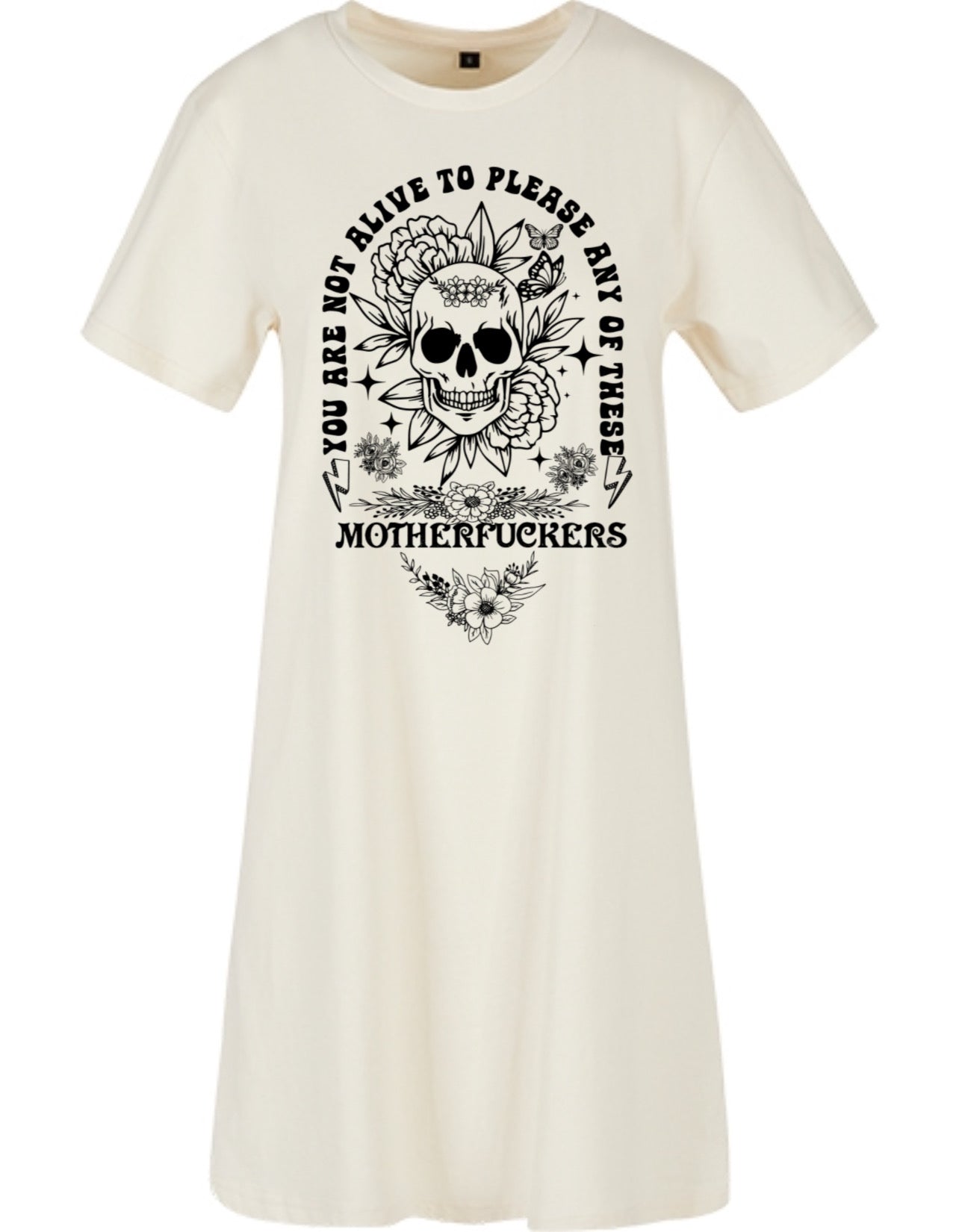 Zarah Skull Shirtdress "motherfuckers“ white sand