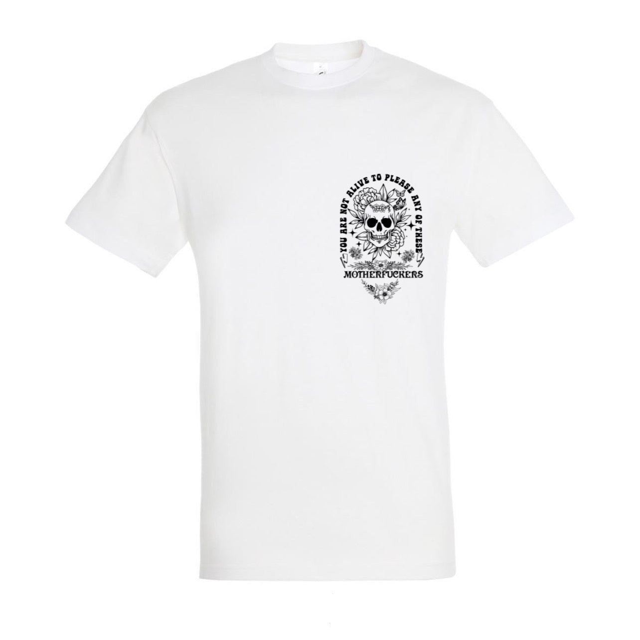 ZarahSkull Shirt white "MOTHERFUCKERS klein “