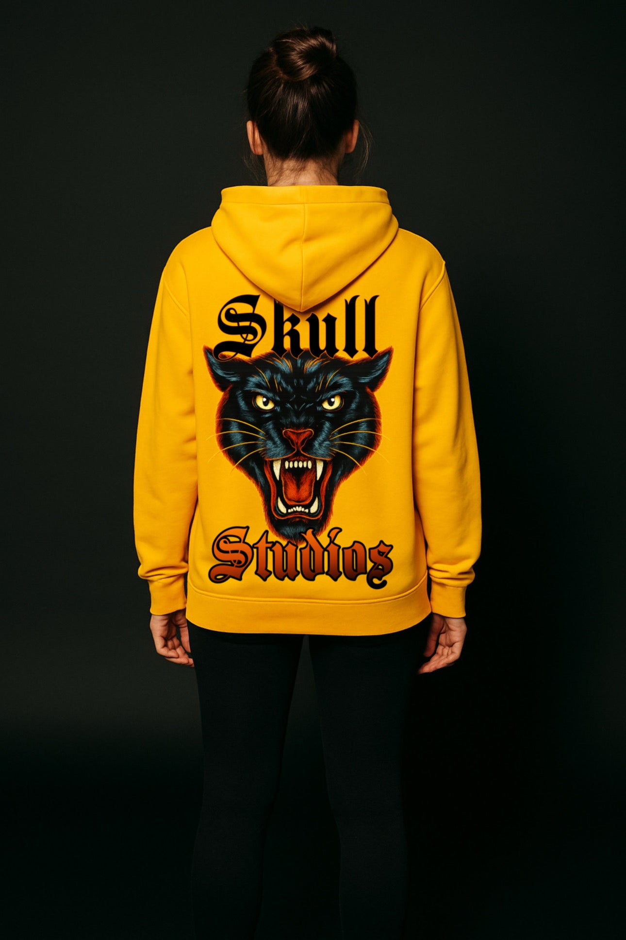 „ZarahSkull" Hoodie Gold yellow "Skull Studios Panther"