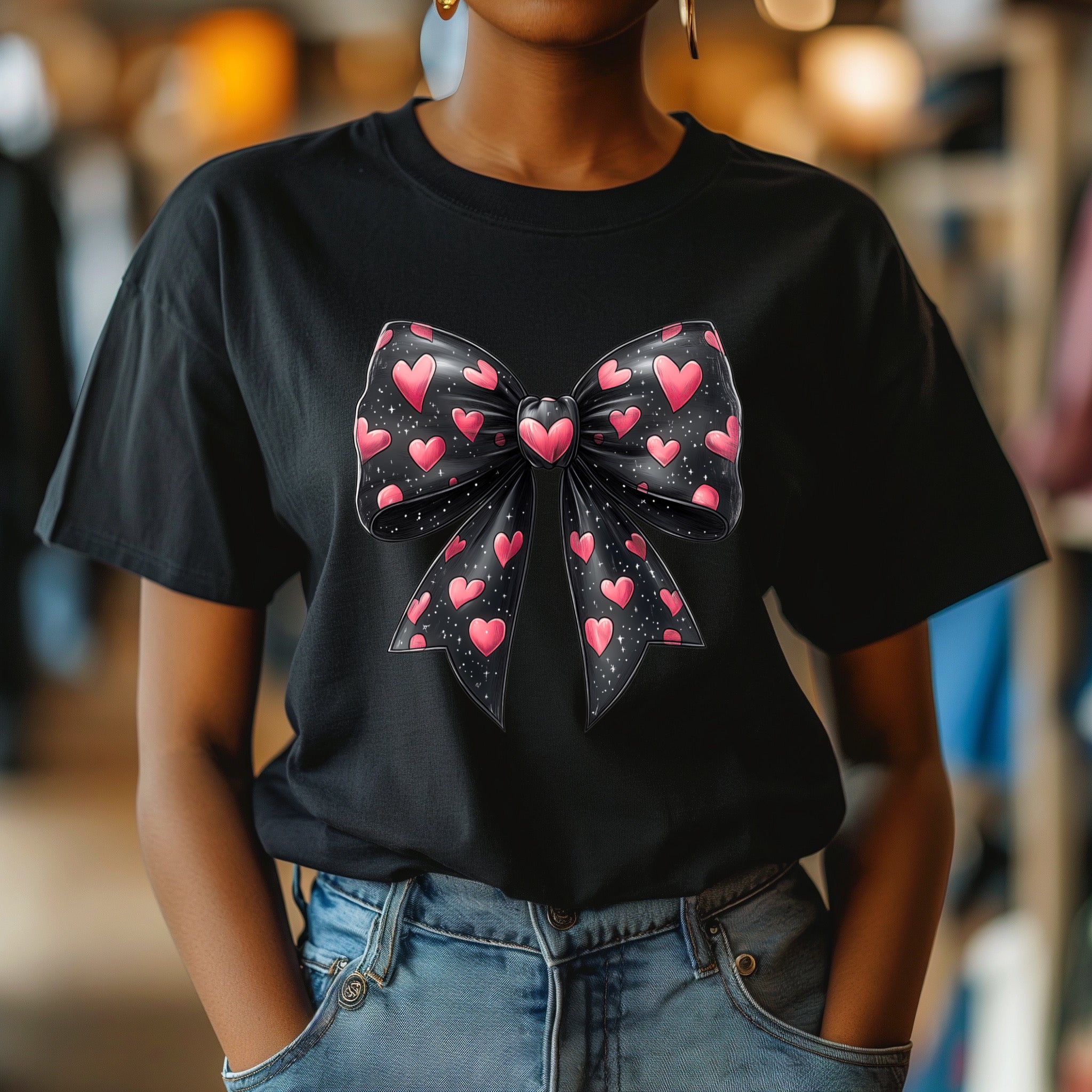 ZarahSkull Shirt BLACK "Bow Hearts"