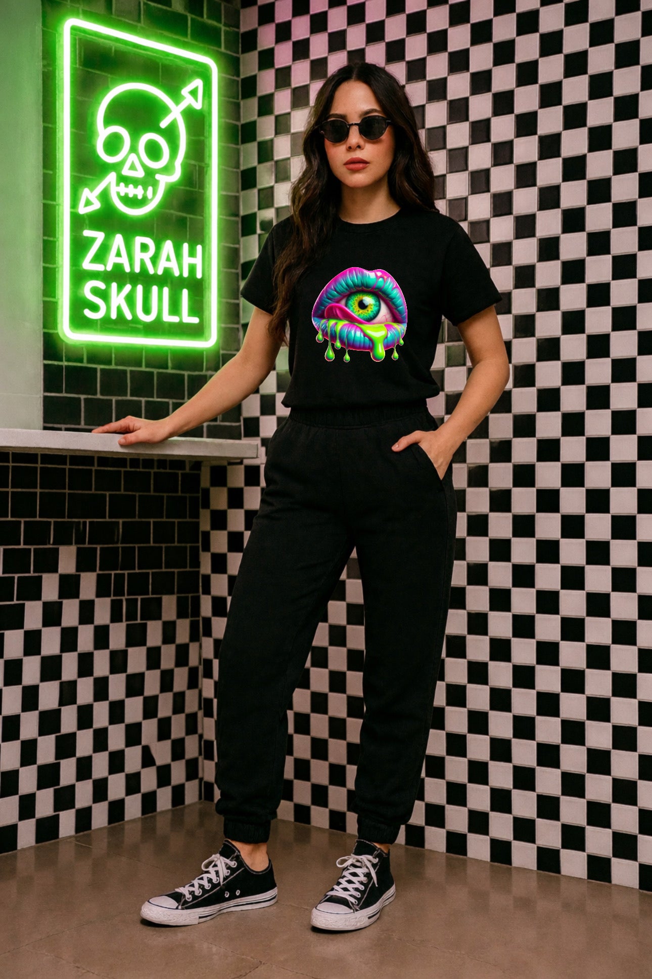 ZarahSkull Shirt black "Kiss Slime"