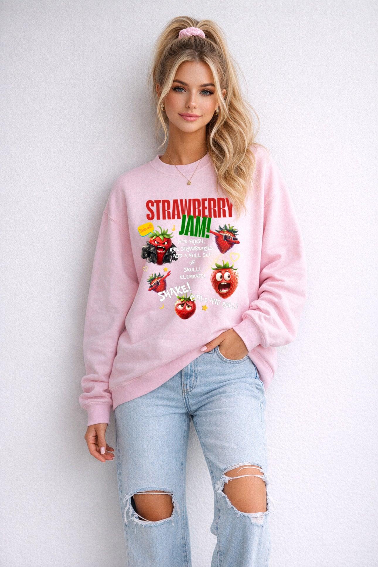 „ZarahSkull" Sweater rosa "Strawberry Jam"