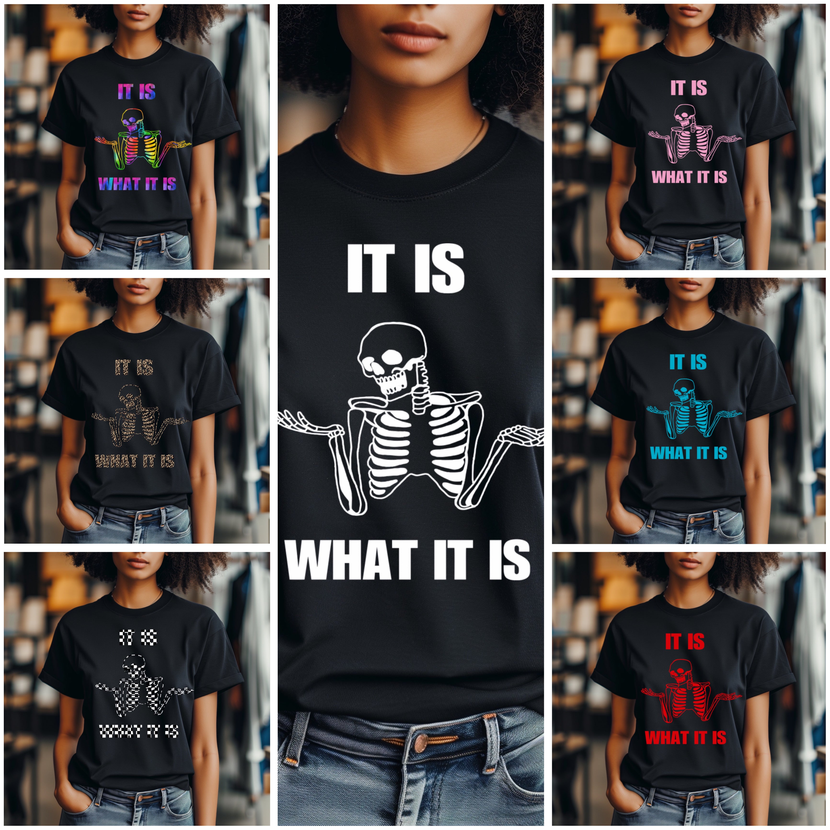 ZarahSkull Shirt BLACK "IT IS WHAT IT IS"