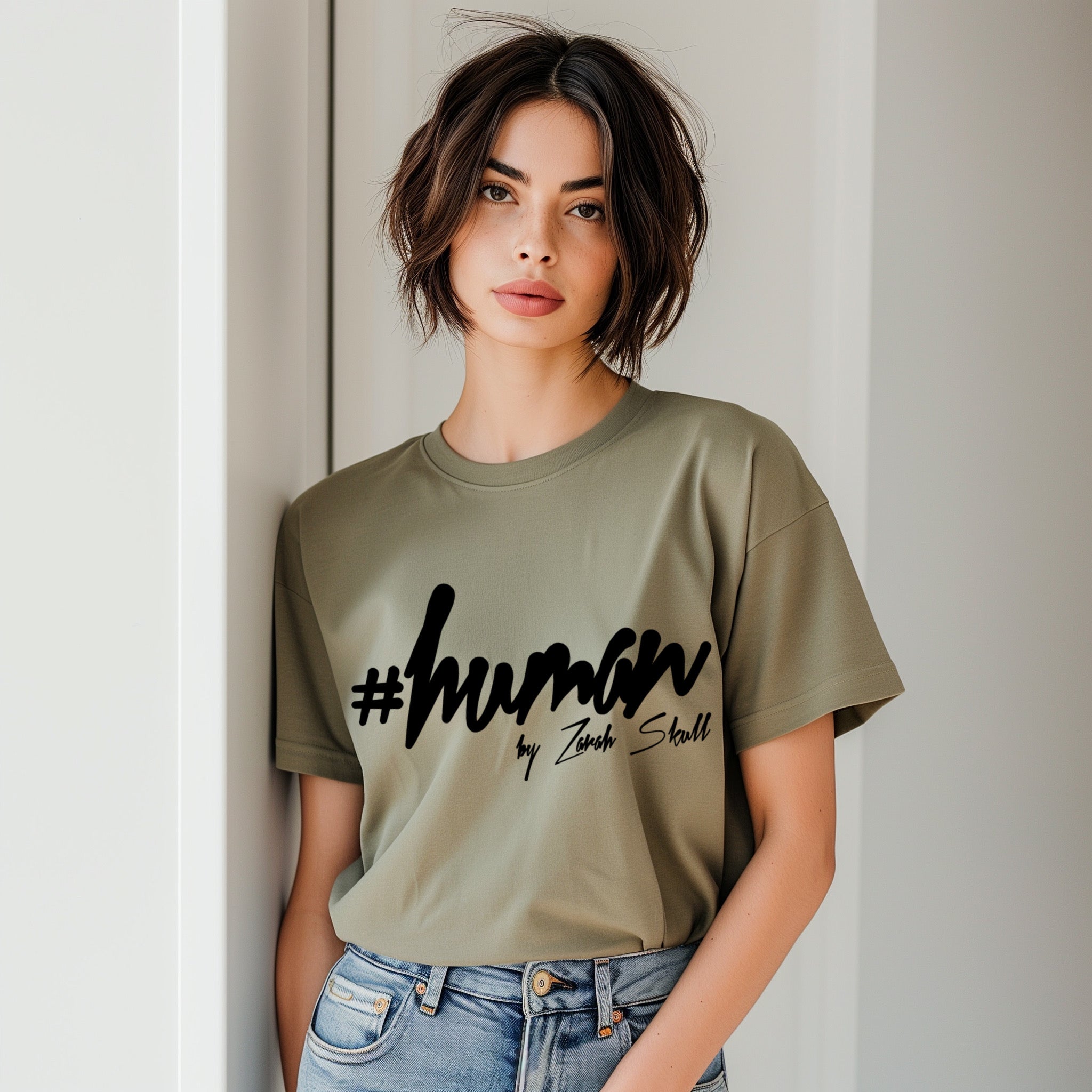 ZarahSkull Shirt ARMY "human“