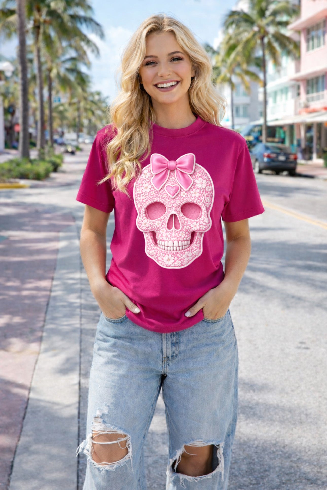 ZarahSkull Shirt pink  „Skull Spring Spitze"