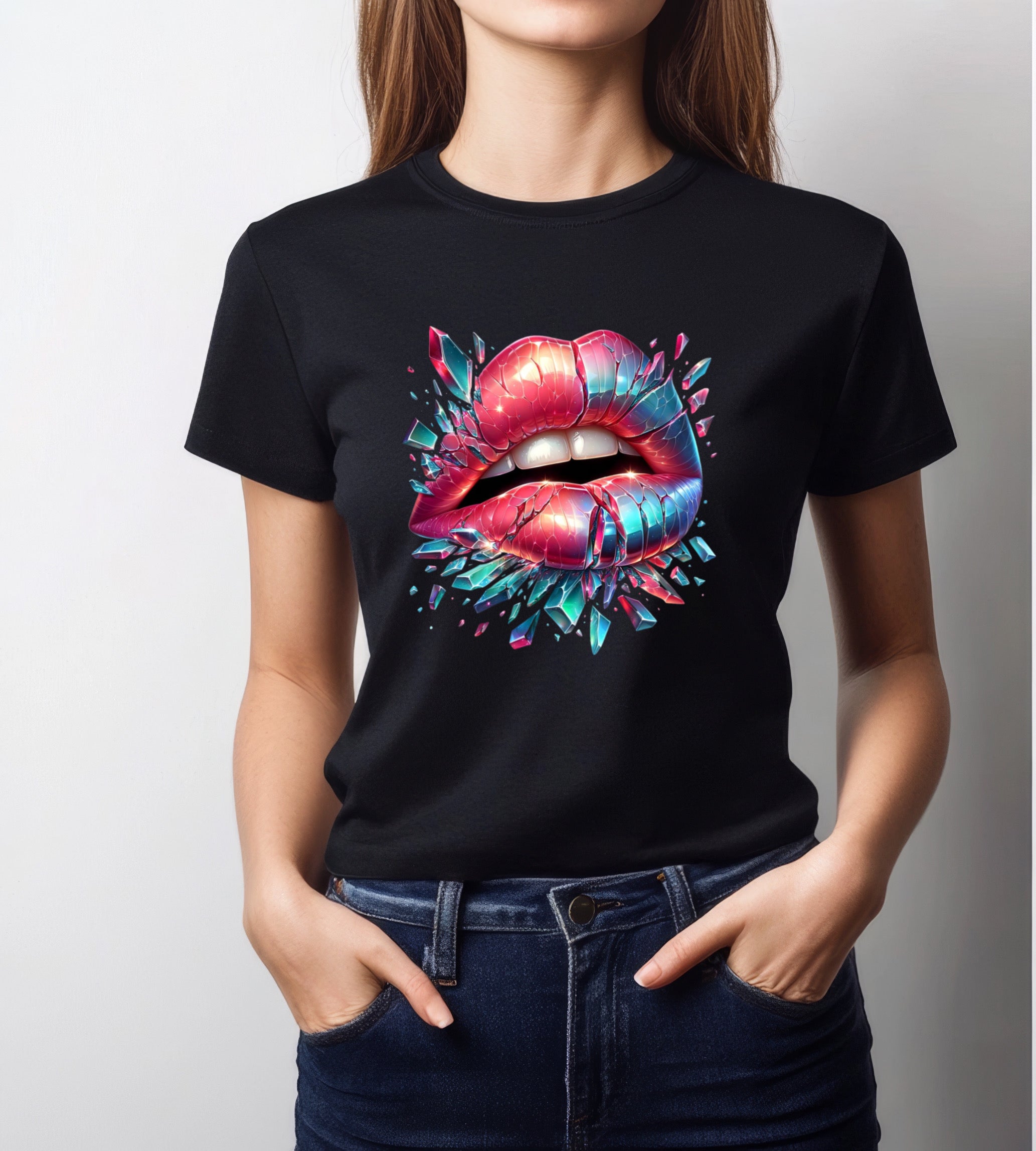 ZarahSkull Shirt black "Shattered Kiss"