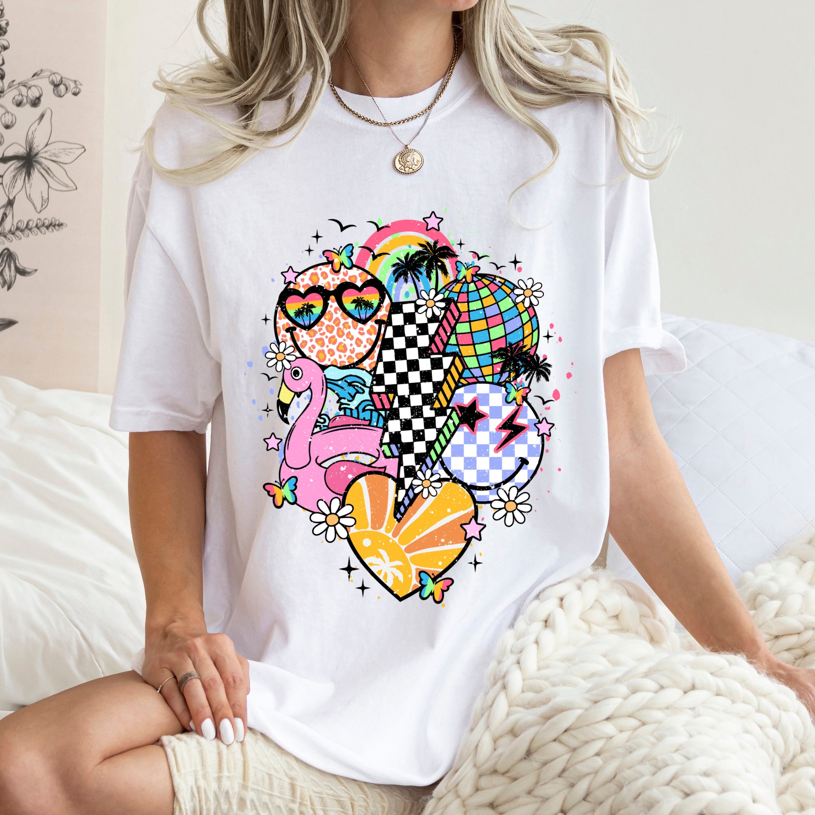 ZarahSkull Shirt white "Summerfestival Smileys"