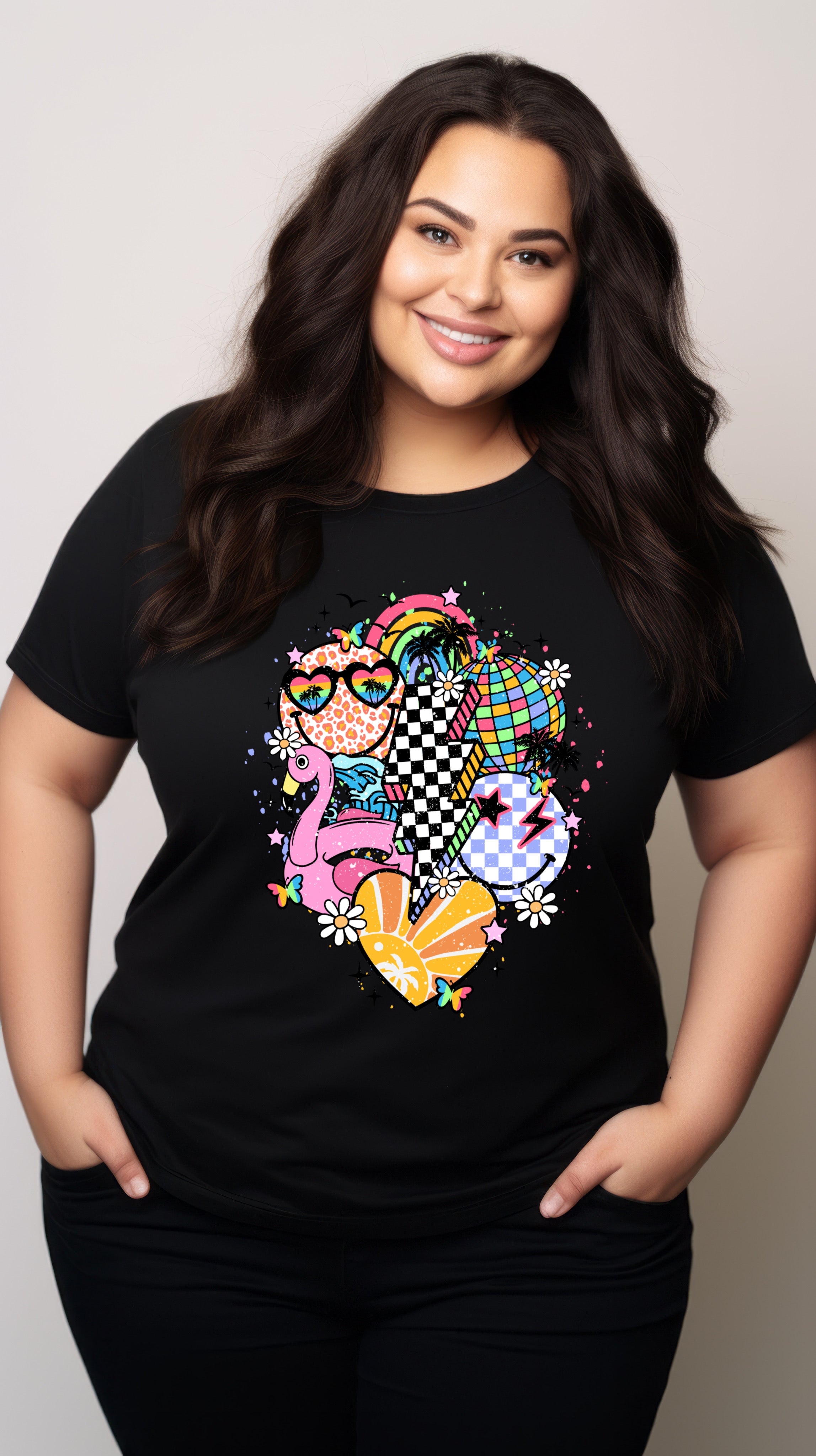 ZarahSkull Shirt black "Summerfestival Smileys"