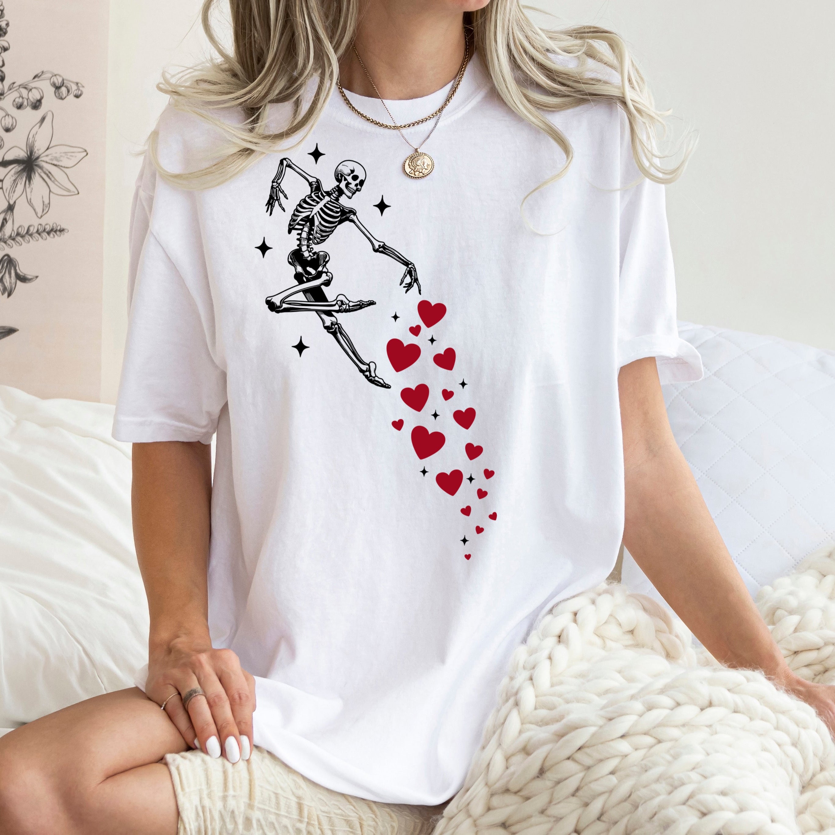 ZarahSkull Shirt white "Skull Valentine"