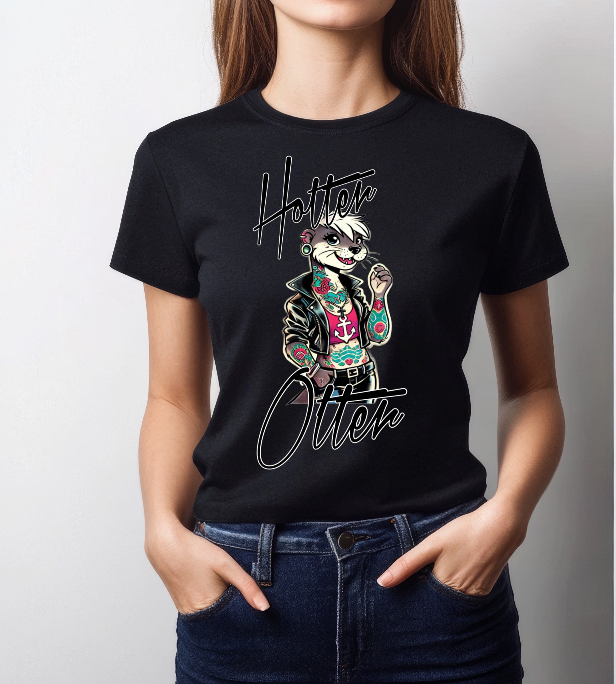 ZarahSkull Shirt black "Hotter Otter"