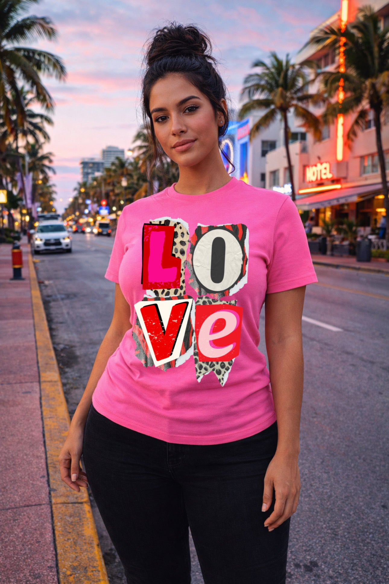 ZarahSkull Shirt Orchidee pink "LOVE valentine"