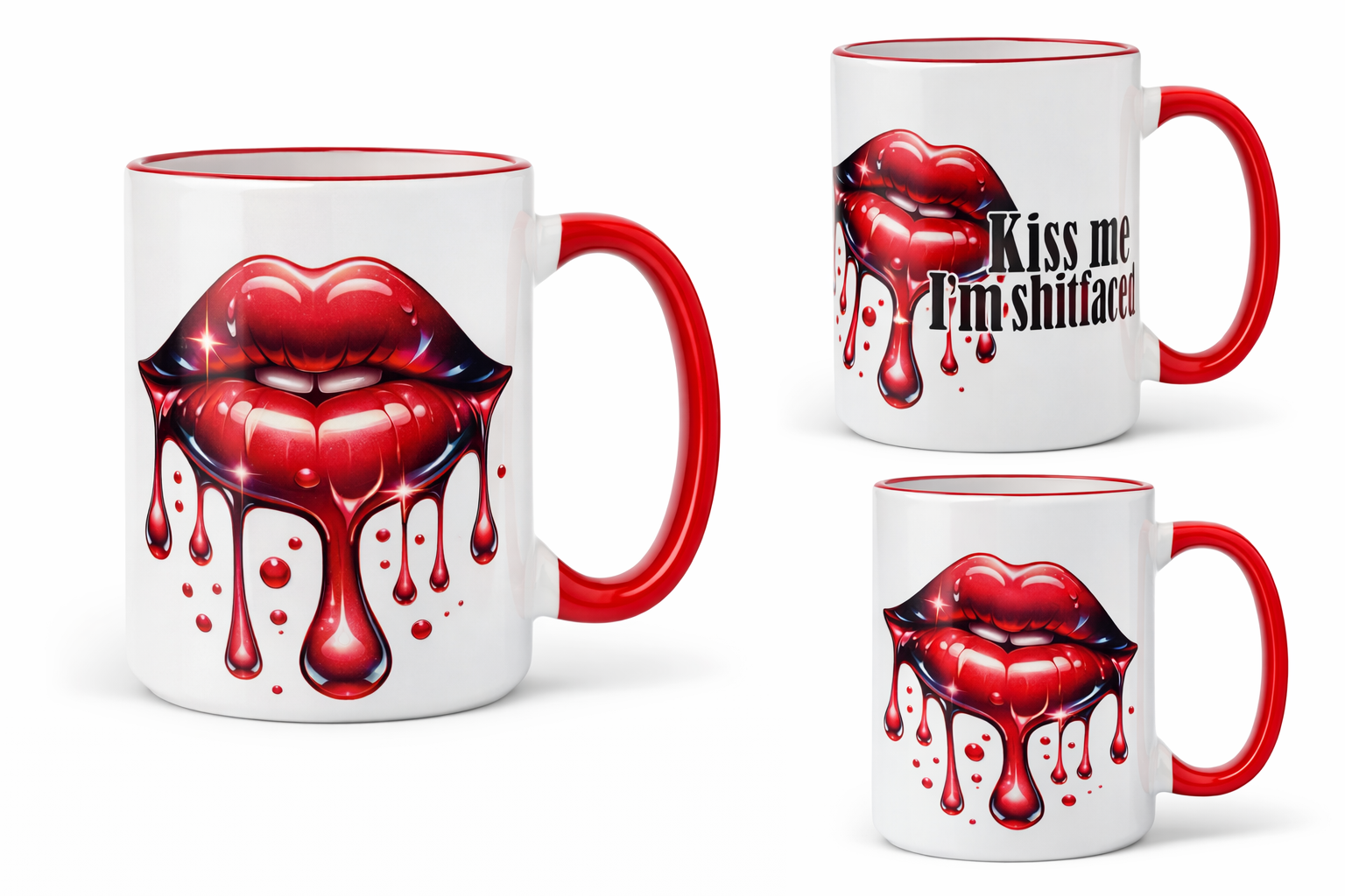„ZarahSkull" Big mug red „Kiss me I‘m shitfaced"