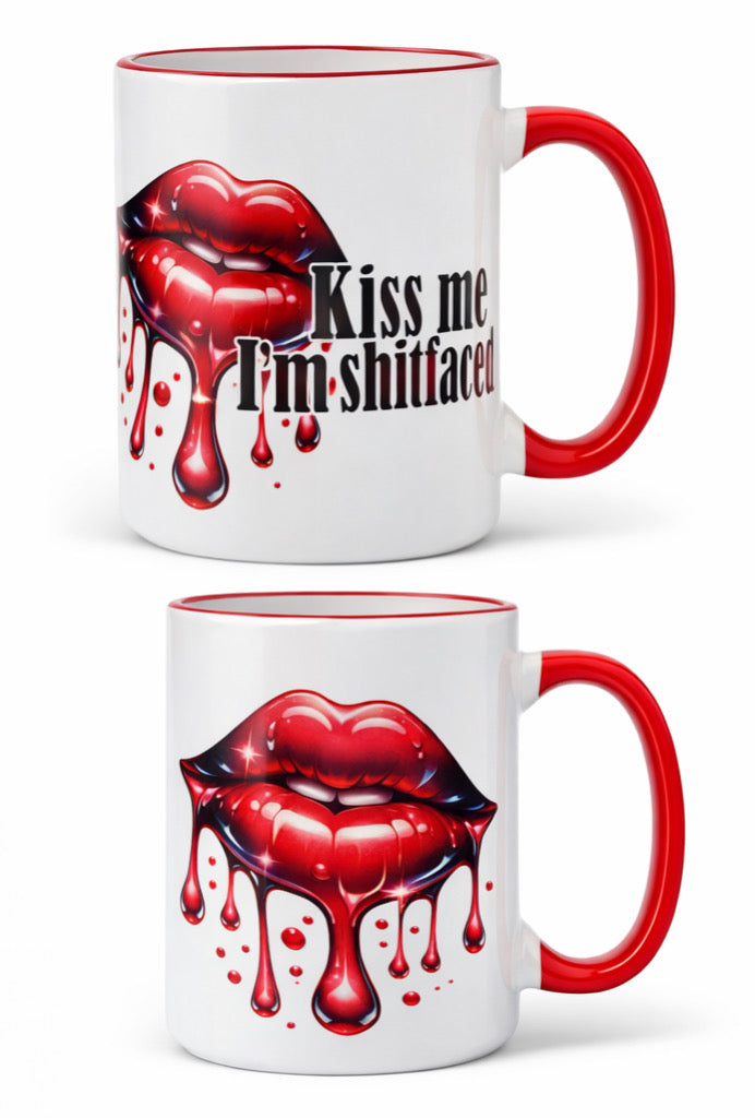 „ZarahSkull" Big mug red „Kiss me I‘m shitfaced"