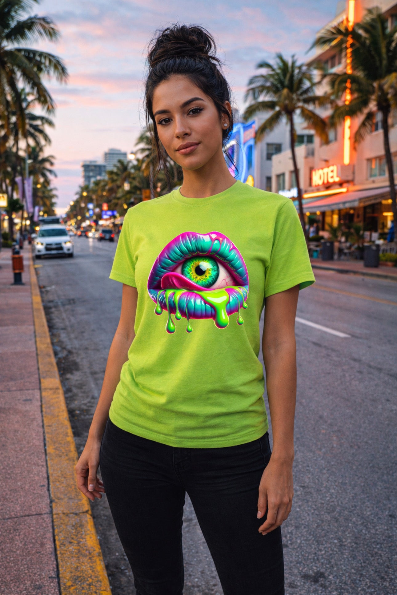 ZarahSkull Shirt Apple green"Kiss Slime"