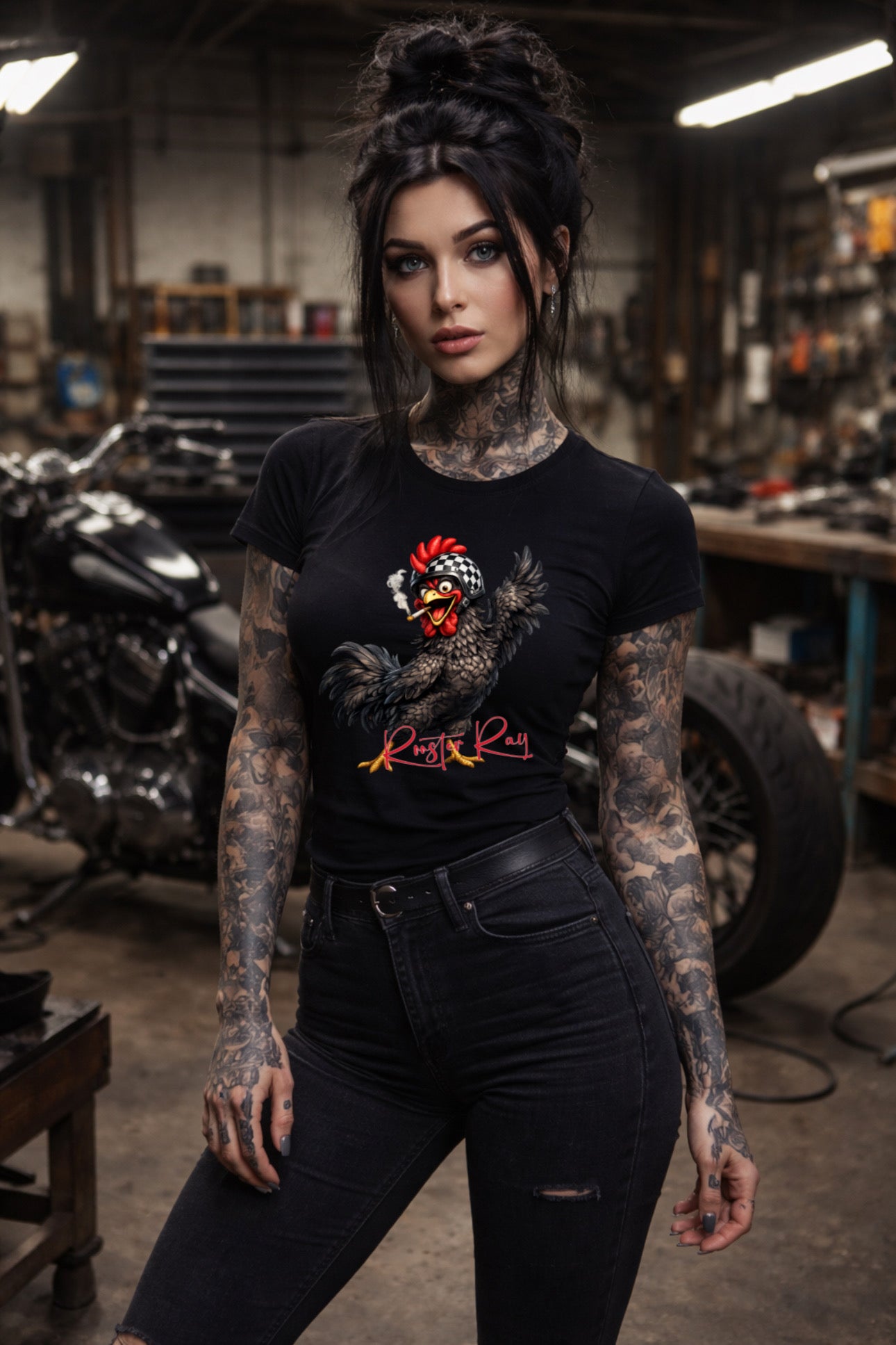 ZarahSkull Shirt black "Rooster Ray"