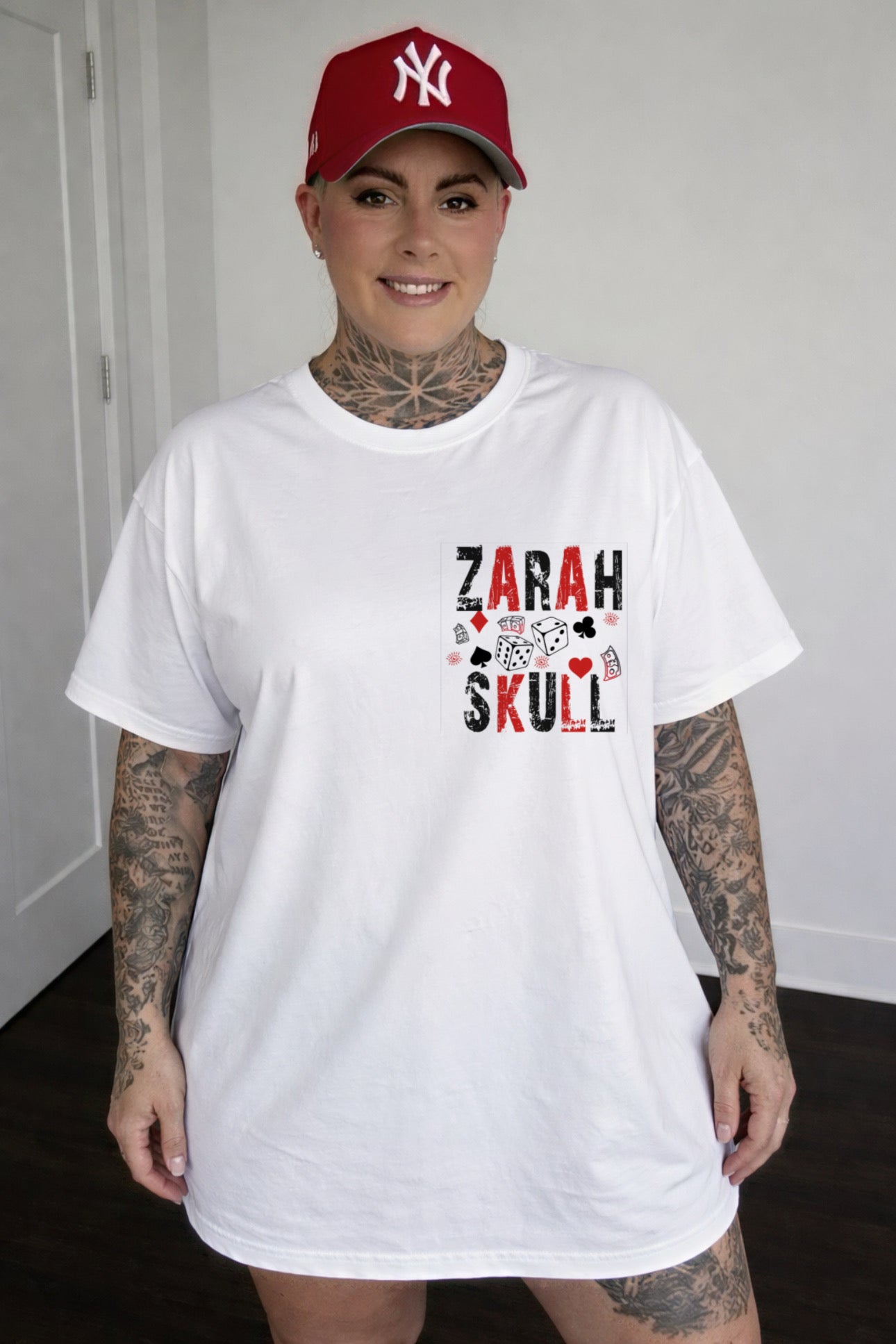 ZarahSkull Oversize Shirt WHITE "ZS Gambling"