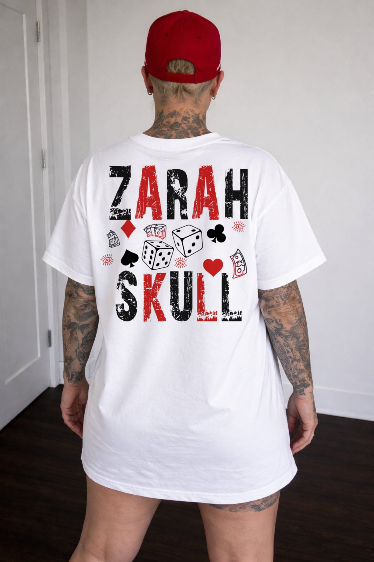 ZarahSkull Oversize Shirt WHITE "ZS Gambling"