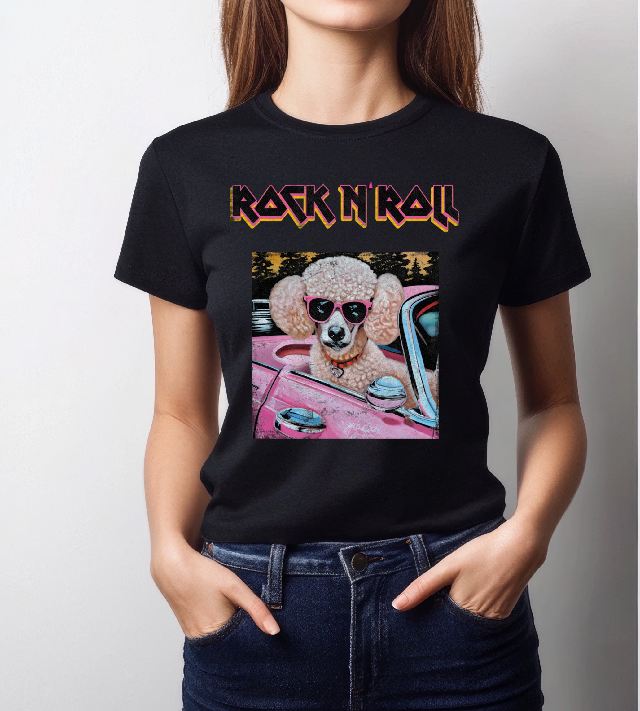 ZarahSkull Shirt black "Rock’n’Roll Pudel"