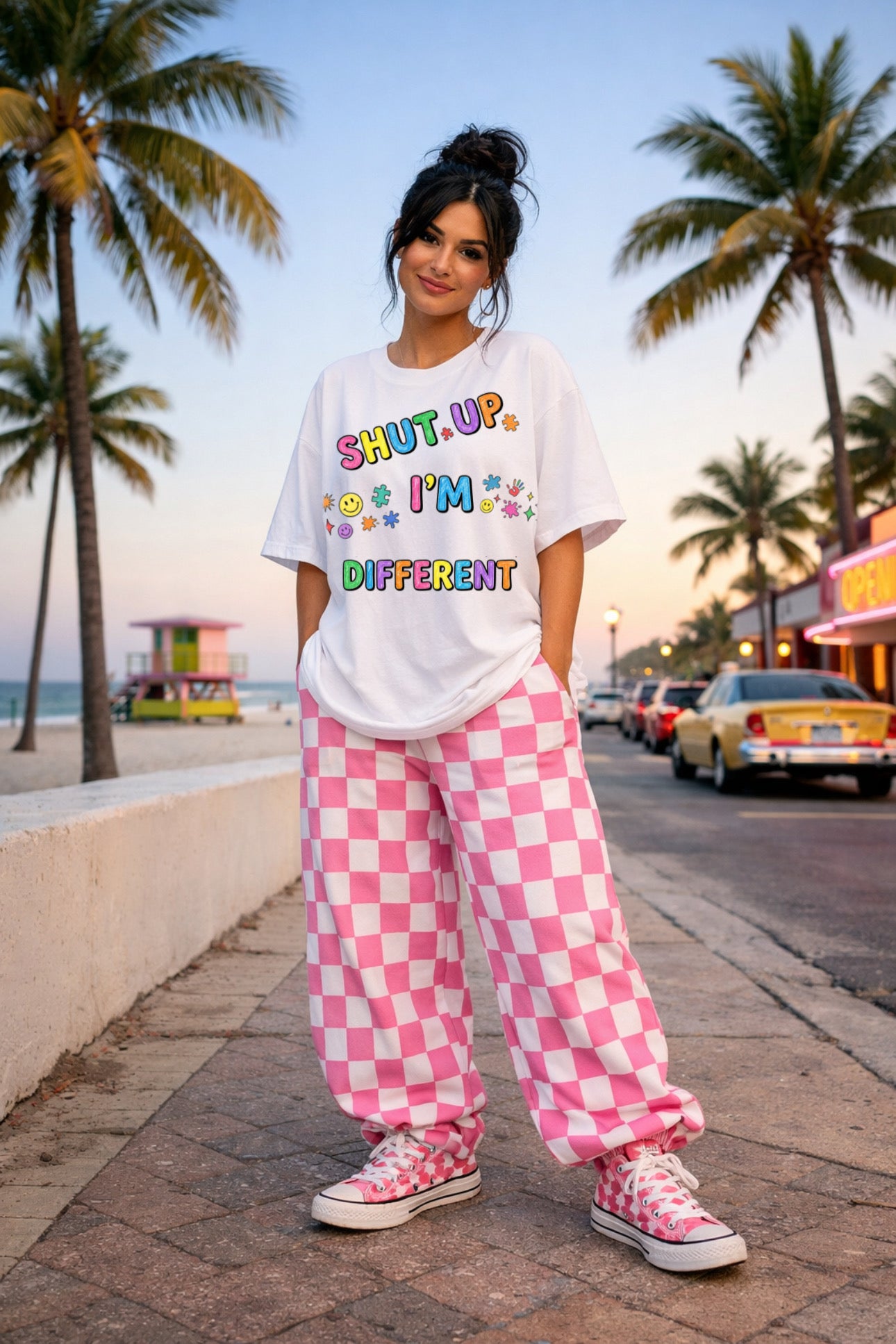 ZarahSkull Oversize Shirt WHITE "Shutup I‘m different Part2"