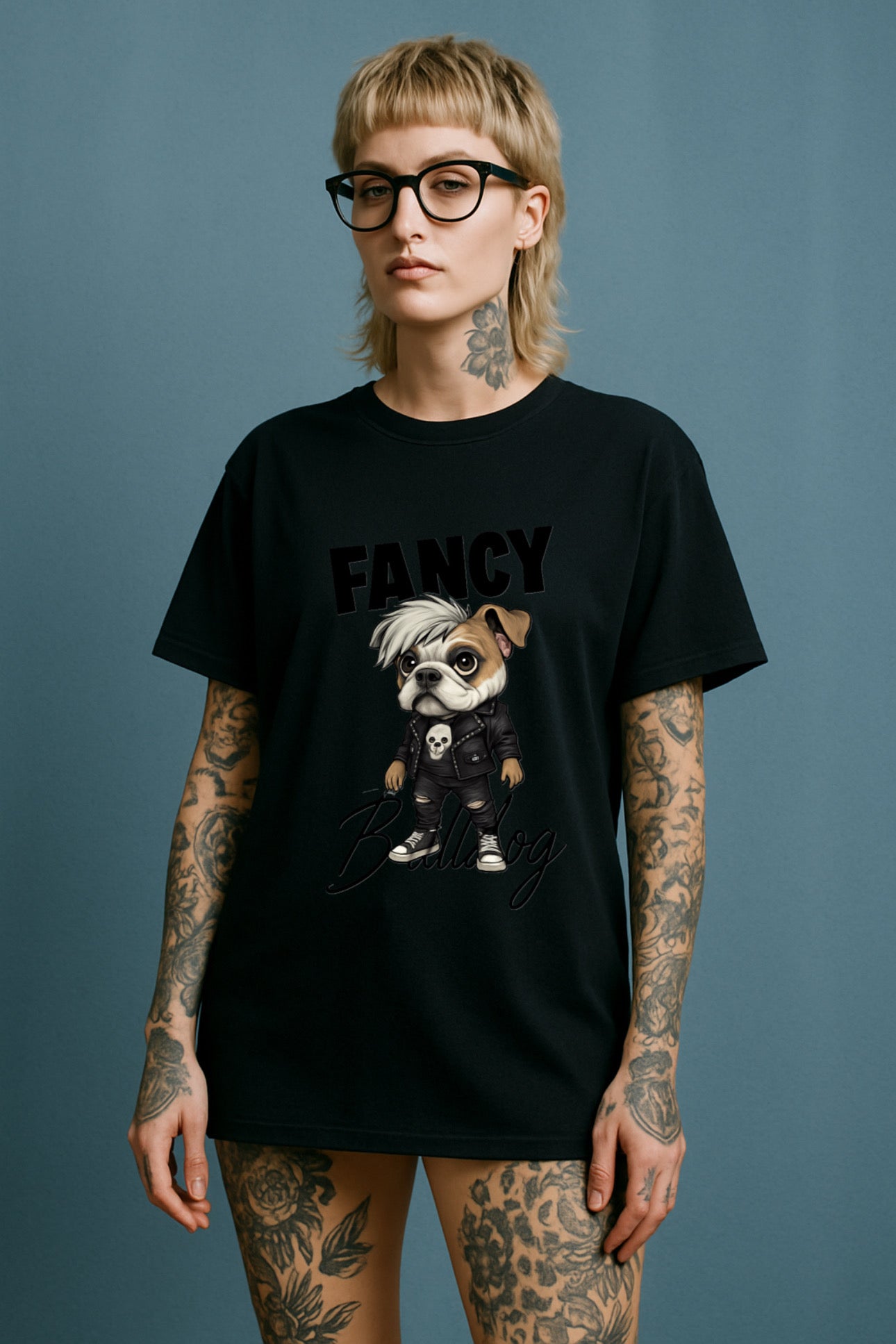 „ZarahSkull" Shirt black „Fancy Bulldog"