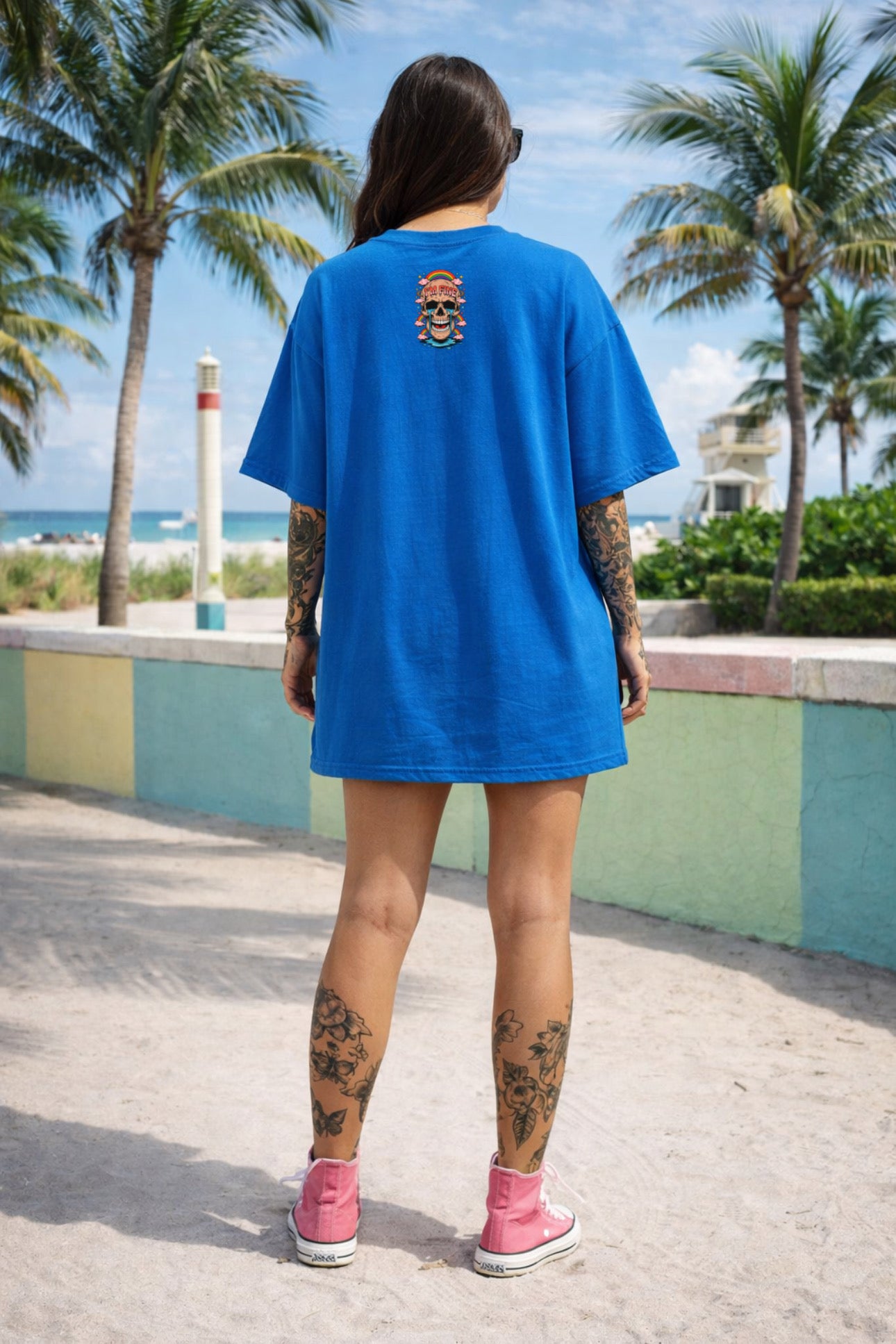 ZarahSkull Oversize Shirt cobalt blue "I‘m Fine“